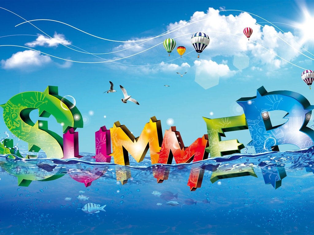 Wallpaper Colorful fresh summer water letter 1920x1200 HD Picture, Image