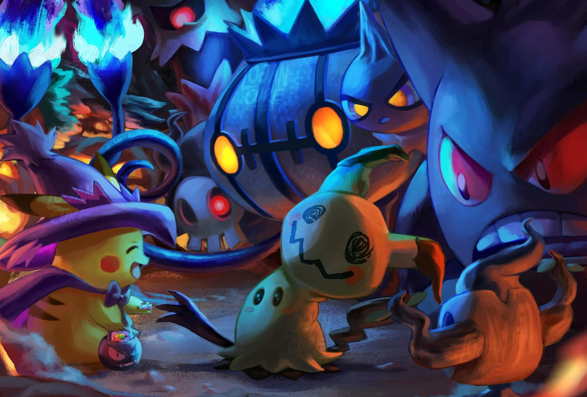 Download Get in the spooky spirit this Halloween with your favorite Pokemon characters! Wallpaper