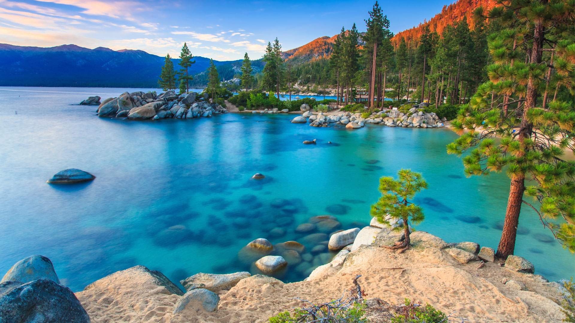 Wallpaper / parks, wallpaper, clear, water, hd, california, desktop, trees, usa, rv, 1080P, pine, lake, rocks, blue, summer, sky, tahoe free download