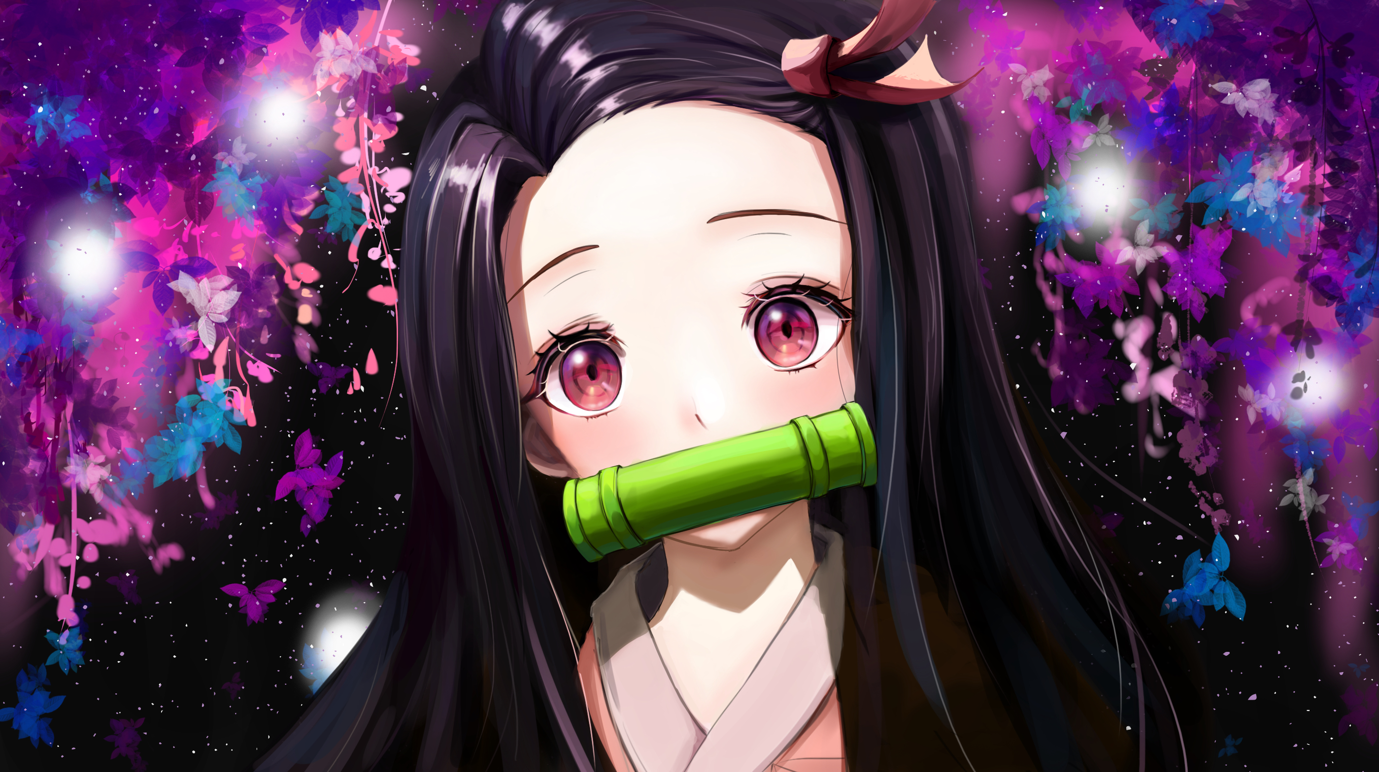 Wallpaper, Kamado Nezuko, anime, bamboo 2799x1568
