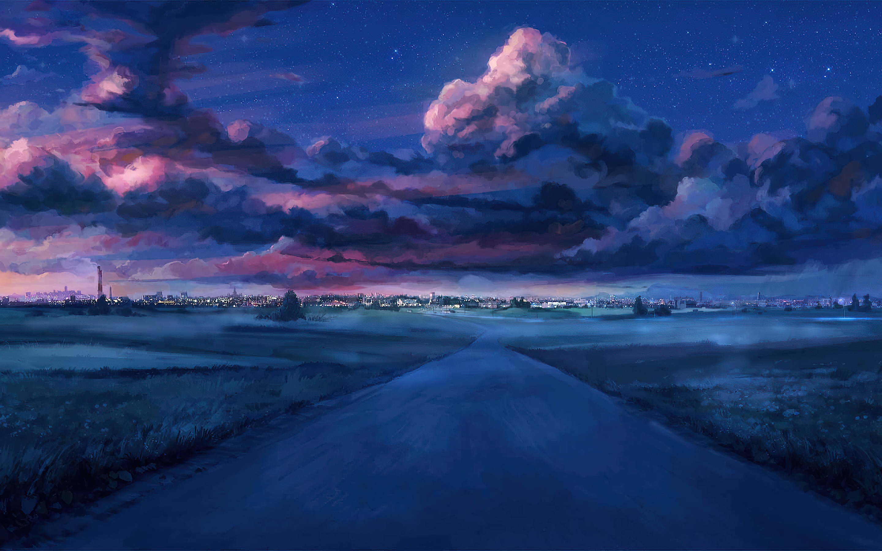 Wallpaper 4k Anime Road To City Everlasting Summer Wallpaper