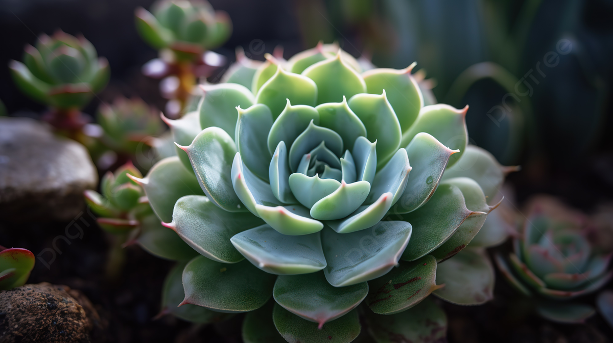 Succulent Plant Grows Close To The Ground In Front Of Rocks Background, Types Of Succulents With Picture Pdf Background Image And Wallpaper for Free Download