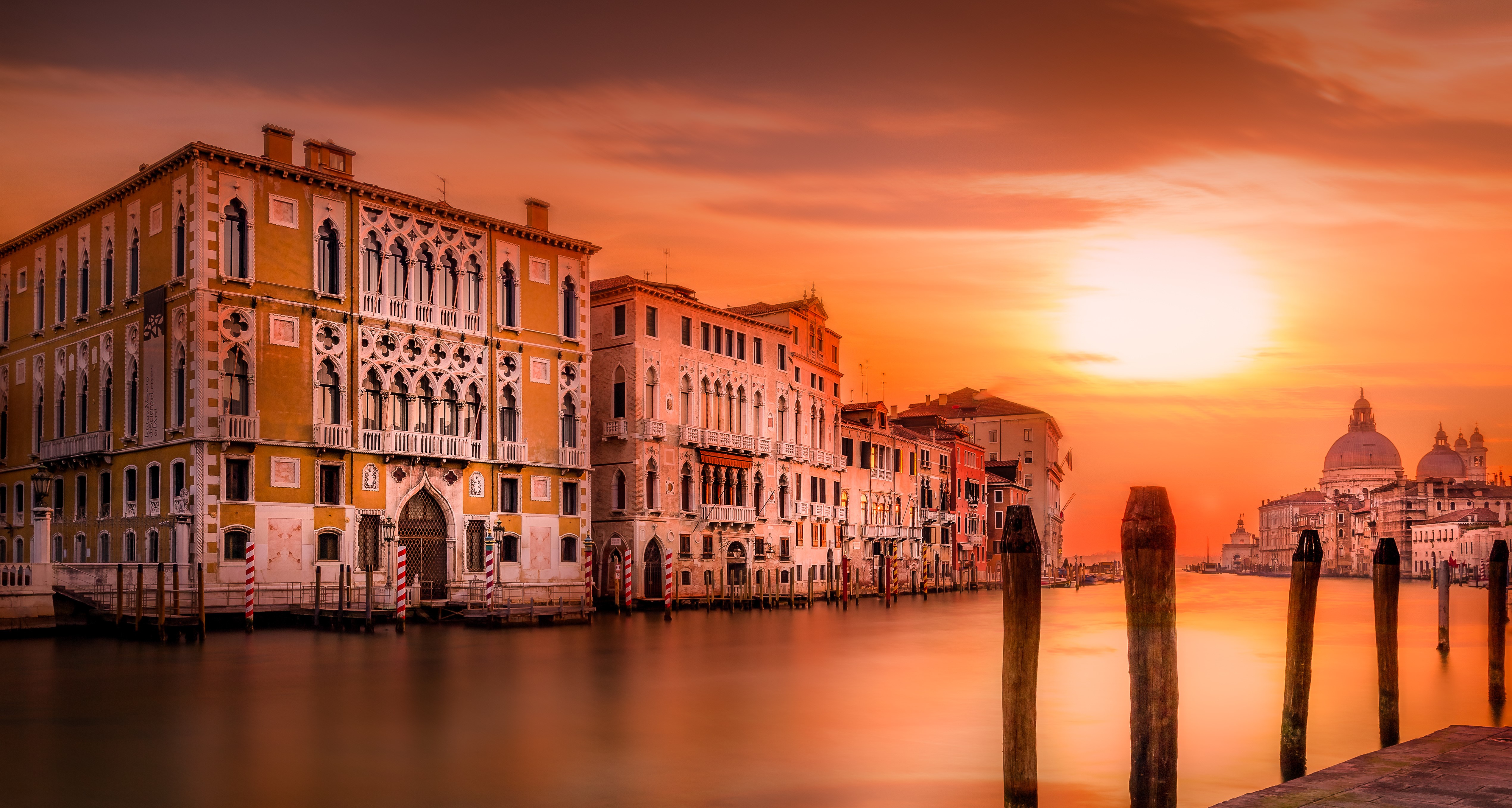 4K, 5K, Evening, Italy, Venice, Canal Gallery HD Wallpaper