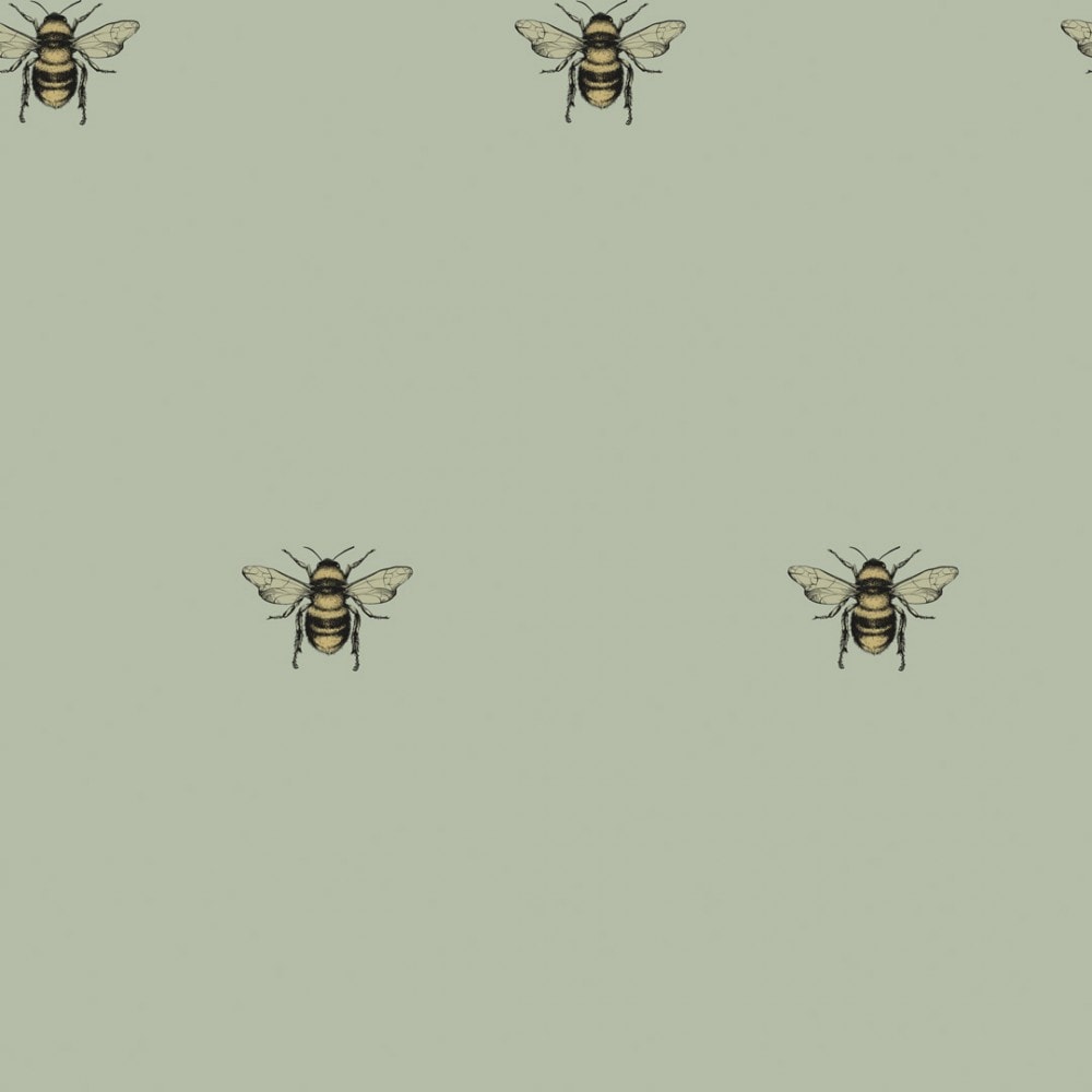 Luxe Bee wallpaper in sage green. I Love Wallpaper