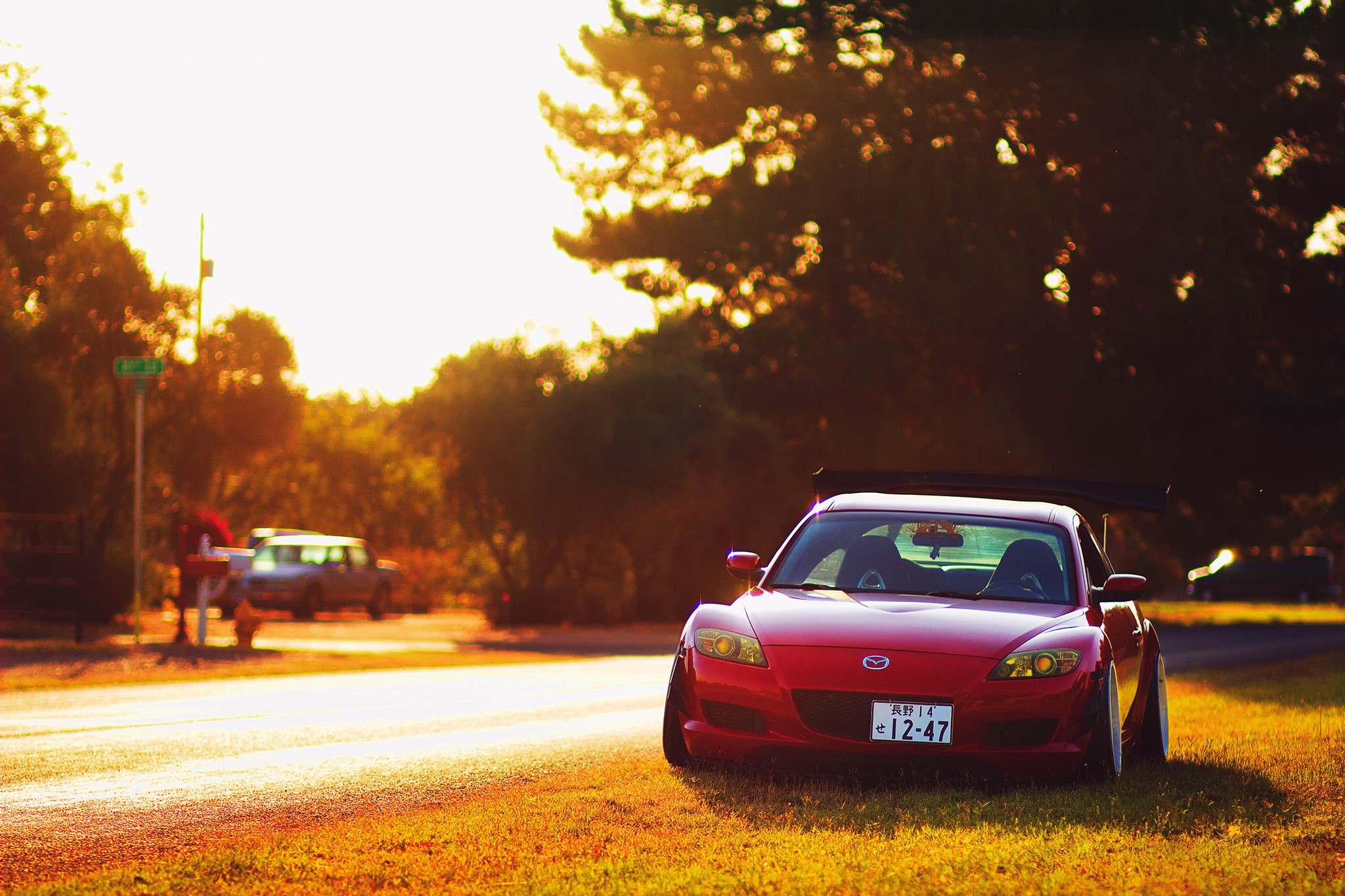 Wallpaper, 2048x1365 px, drift, evening, lights, Mazda RX 8, morning, old car, Project CARS, red cars, sports car 2048x1365