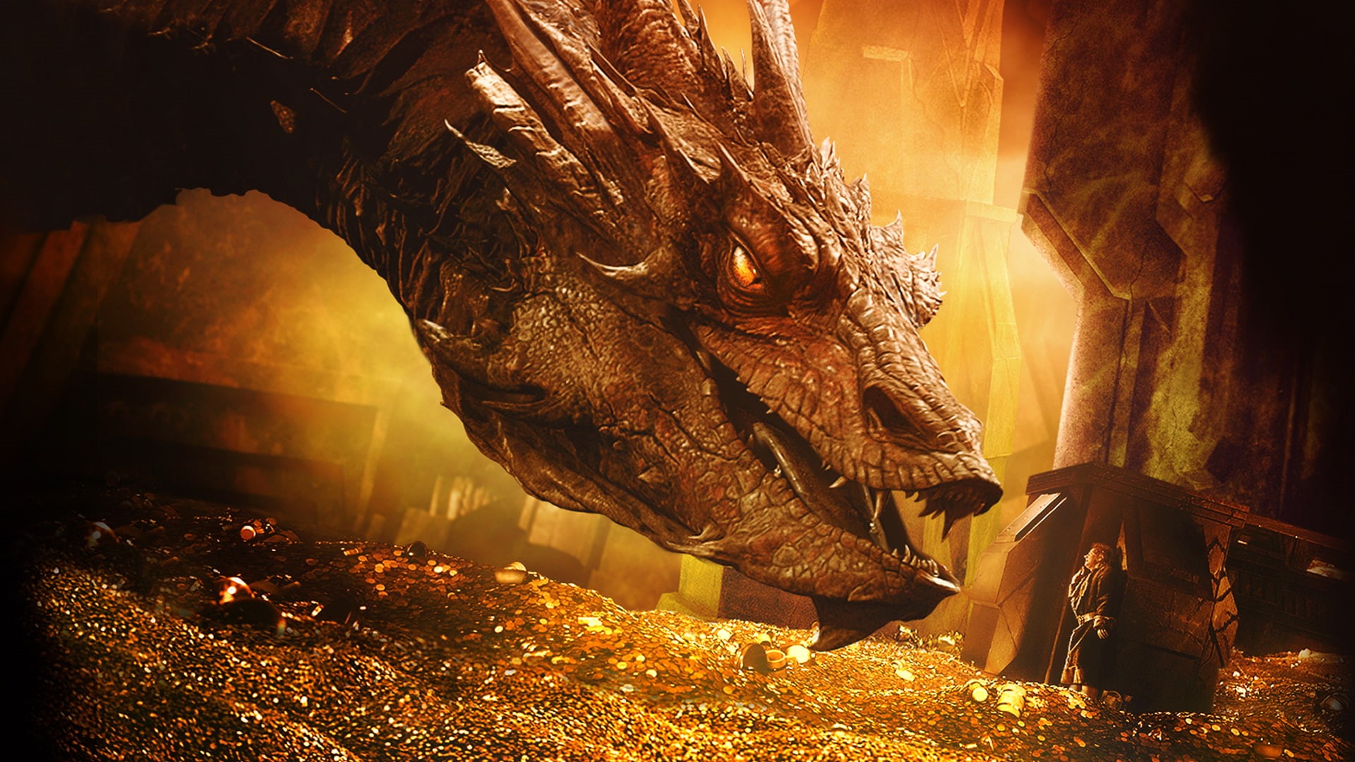 Wallpaper / gold, 1080P, The Hobbit: The Desolation Of Smaug, dragon, Smaug free download