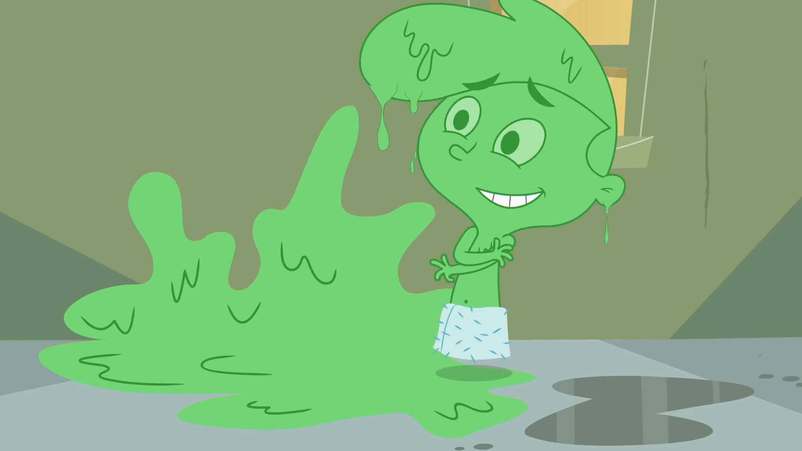 Shirtless Drawn Cartoon Boys & Men: Coop Burtonburger in Towel