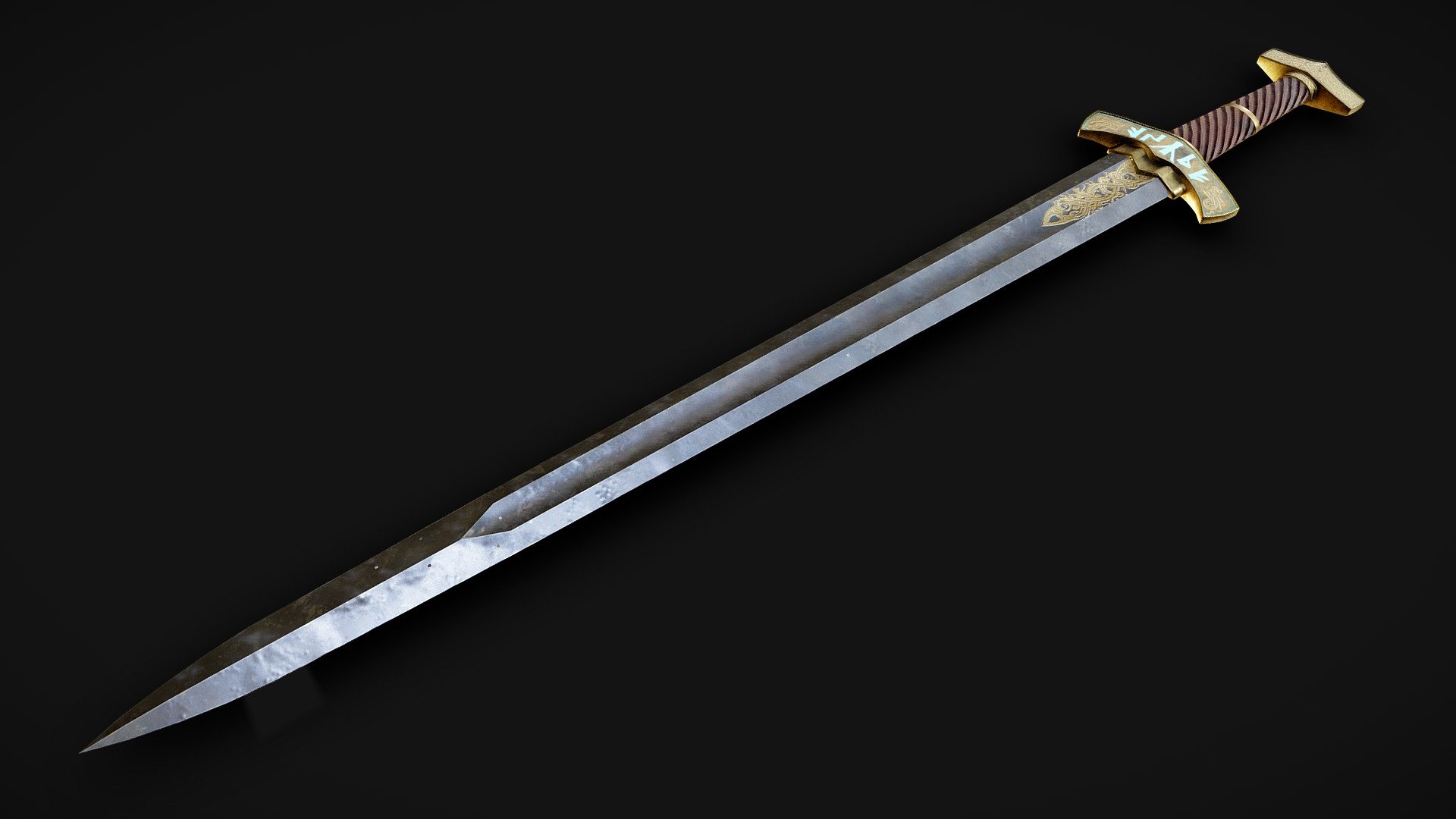 Runed Fantasy Viking Sword Royalty Free 3D model by Joan LP [10bdc0f]