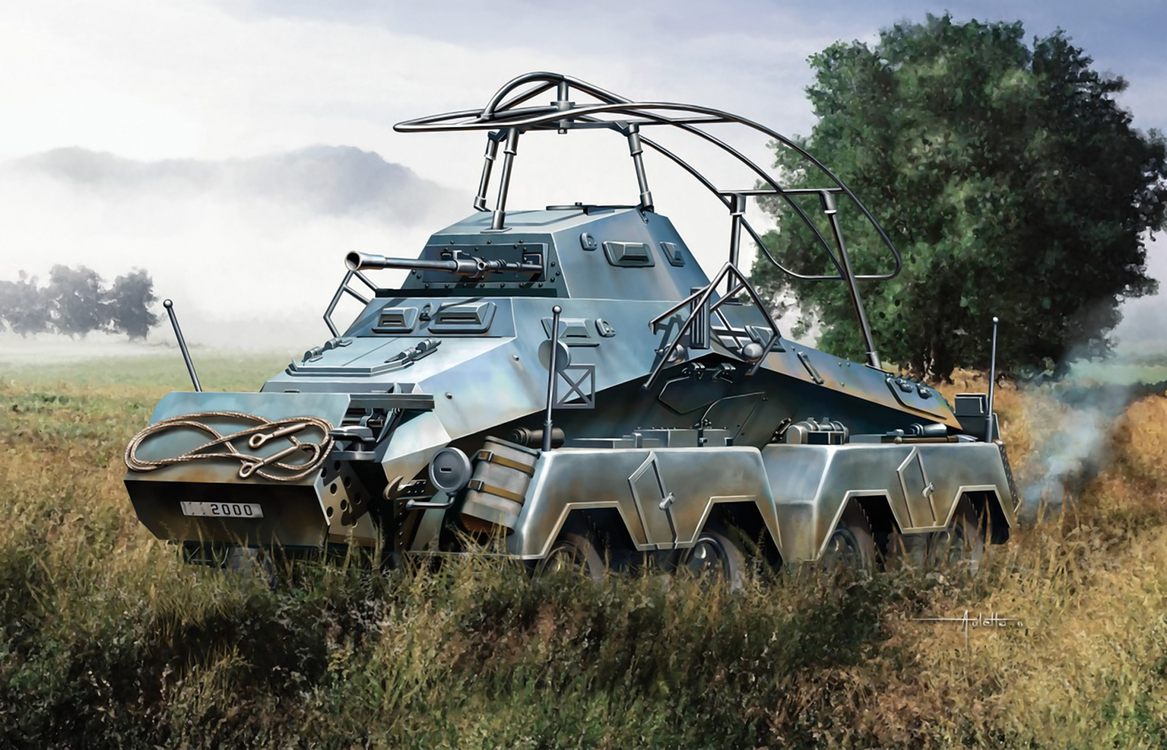 Wallpaper Sd.Kfz. 232 Painting Art military 1680x1080