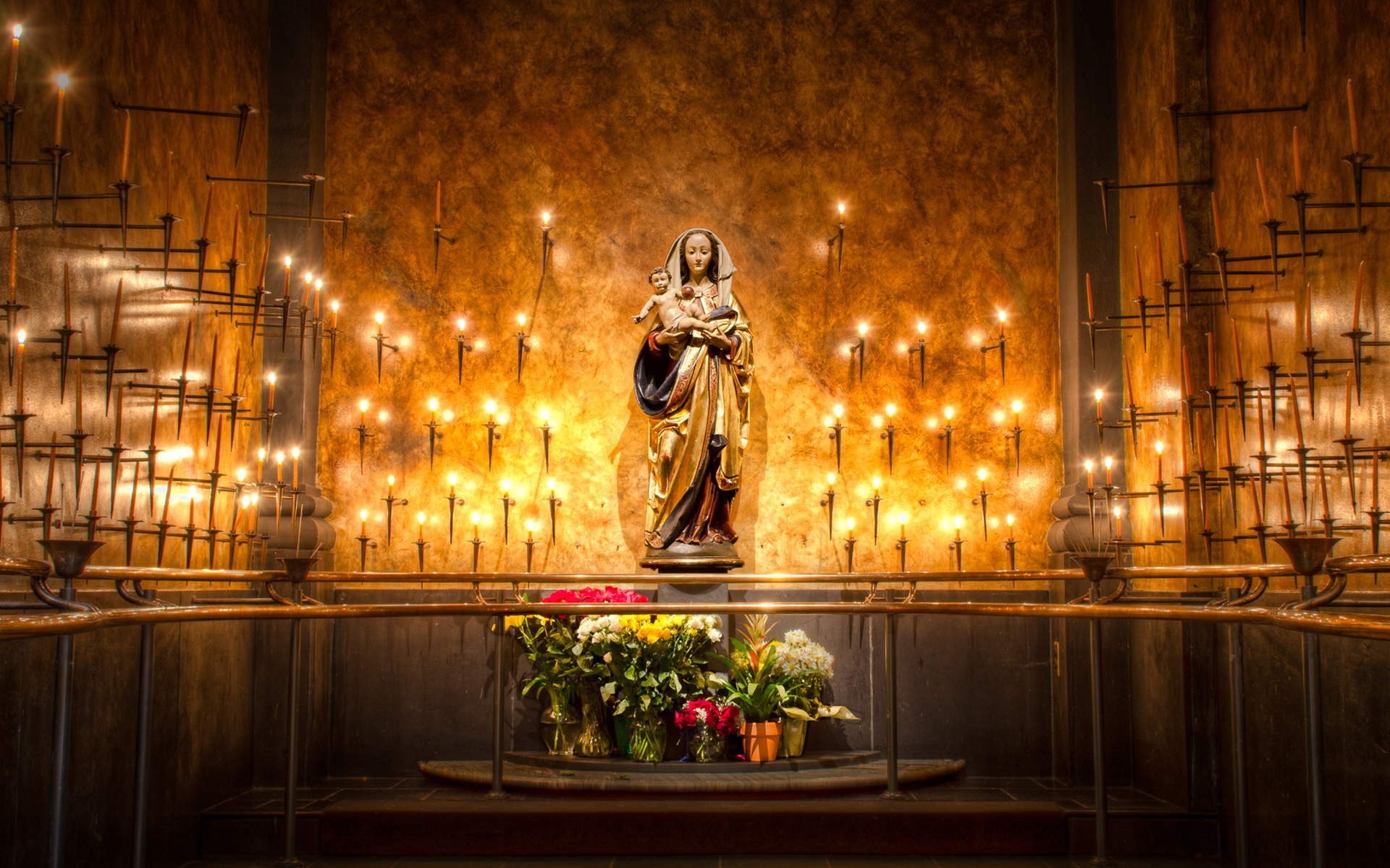 Wallpaper, 1920x1200 px, architecture, babies, candles, cathedral, Cathilic, christian, church, color, fire, flames, flowers, HDR, jesus, Maria, mary, Minerva, of, religion, room, santa, sopra, virgin 1920x1200 Wallpaper
