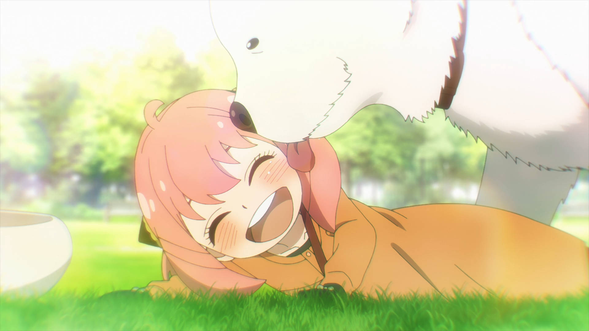 Download Dog Bond Licking Anya Forger Wallpaper