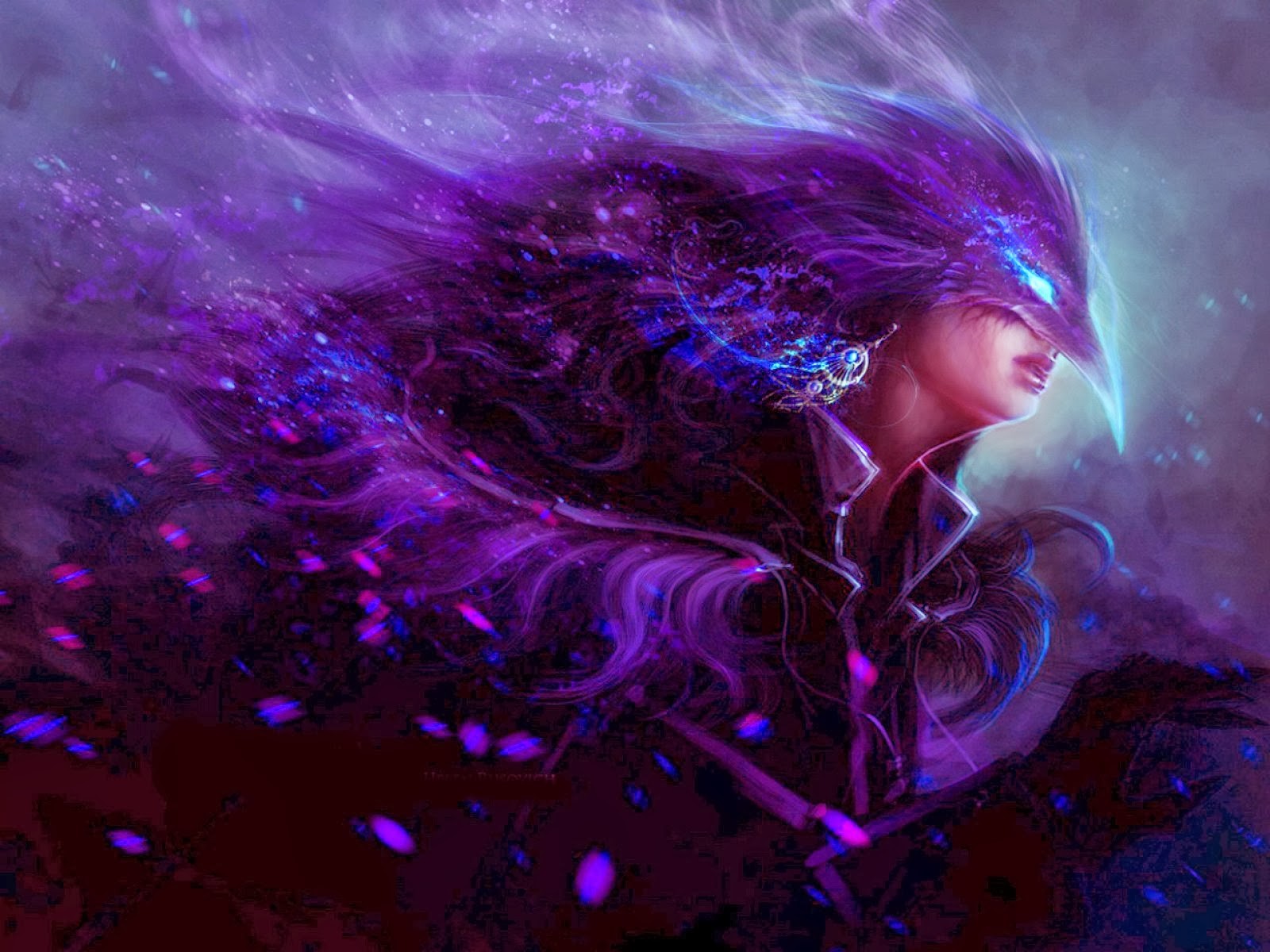 Wallpaper, illustration, fantasy art, fantasy girl, purple, universe, darkness, screenshot, computer wallpaper, fractal art, special effects, outer space 1600x1200