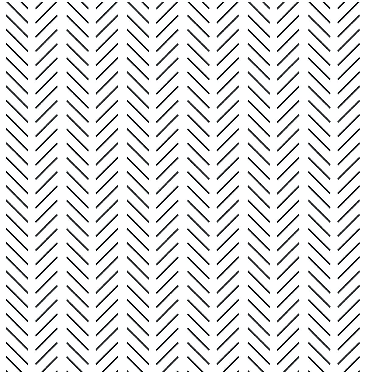 Simple Minimalist Black White Peel And Stick Wallpaper Herringbone Stencil Lines Geometry Prepasted Self Adhesive Wall Decor, 14.5 Square Ft Roll
