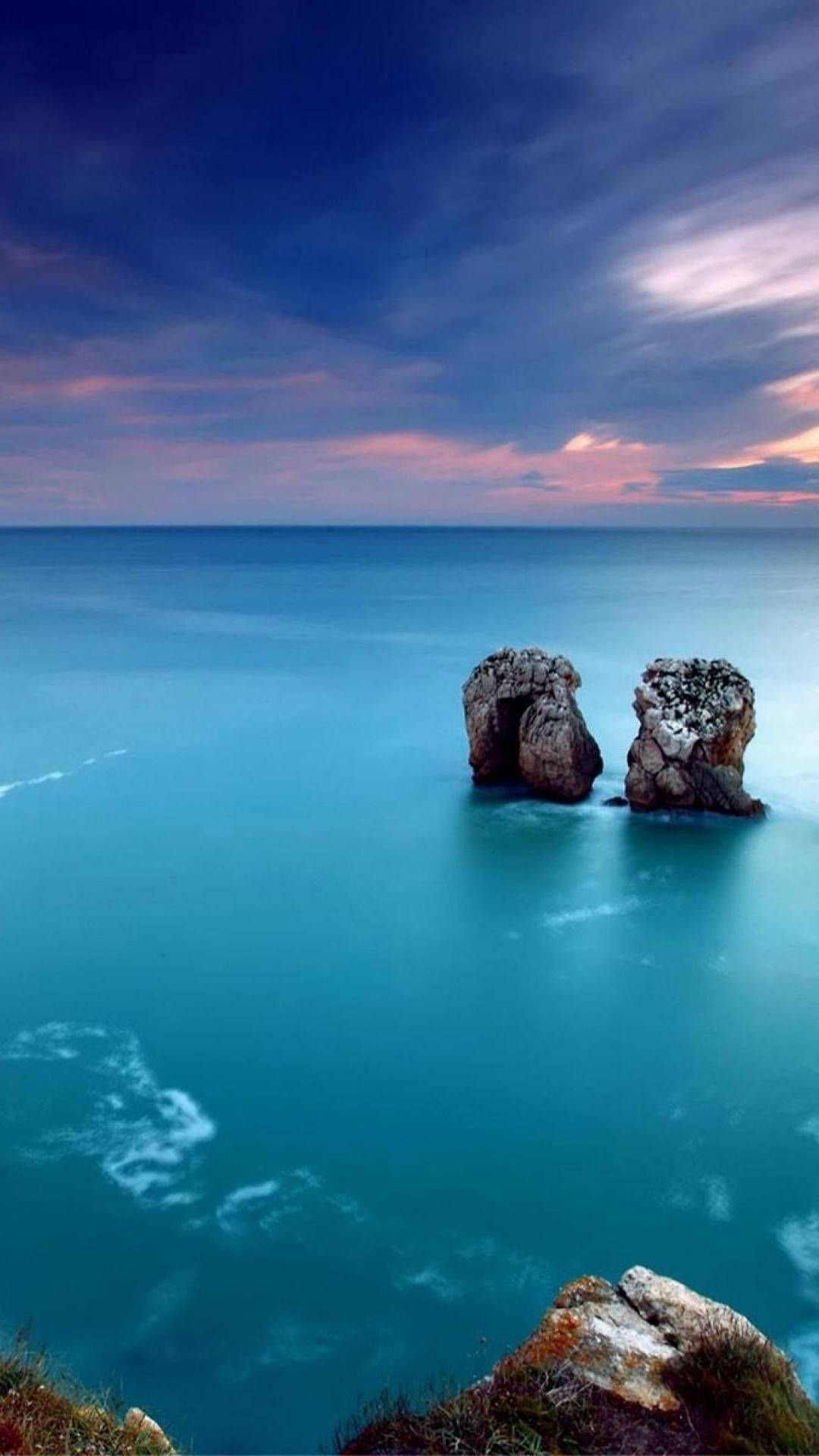 Download Full HD Two Rocks At Sea Android Wallpaper