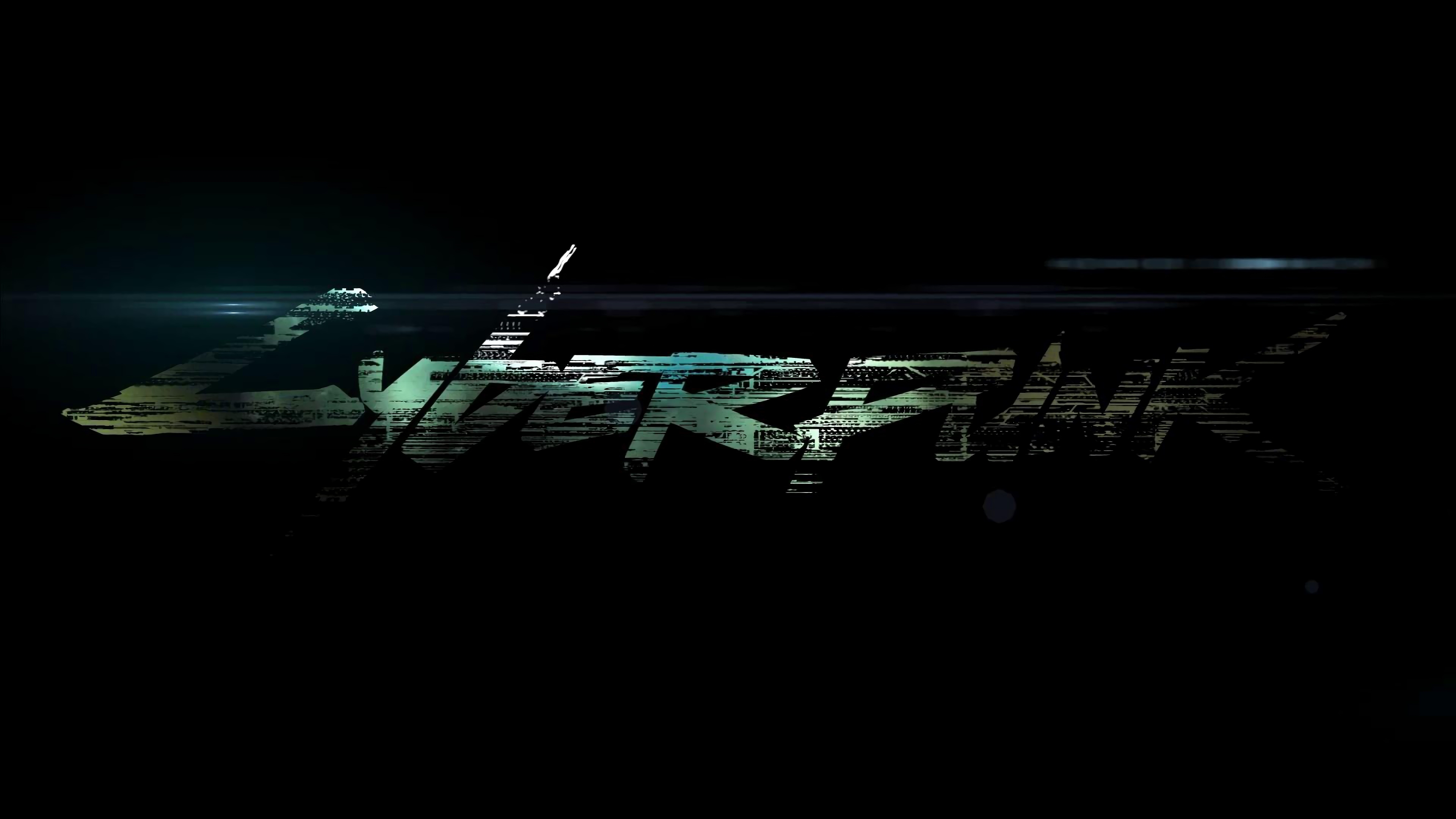 Wallpaper, artwork, digital, cyberpunk, Cyberpunk 2077, logo, typography, black background, video games 3840x2160