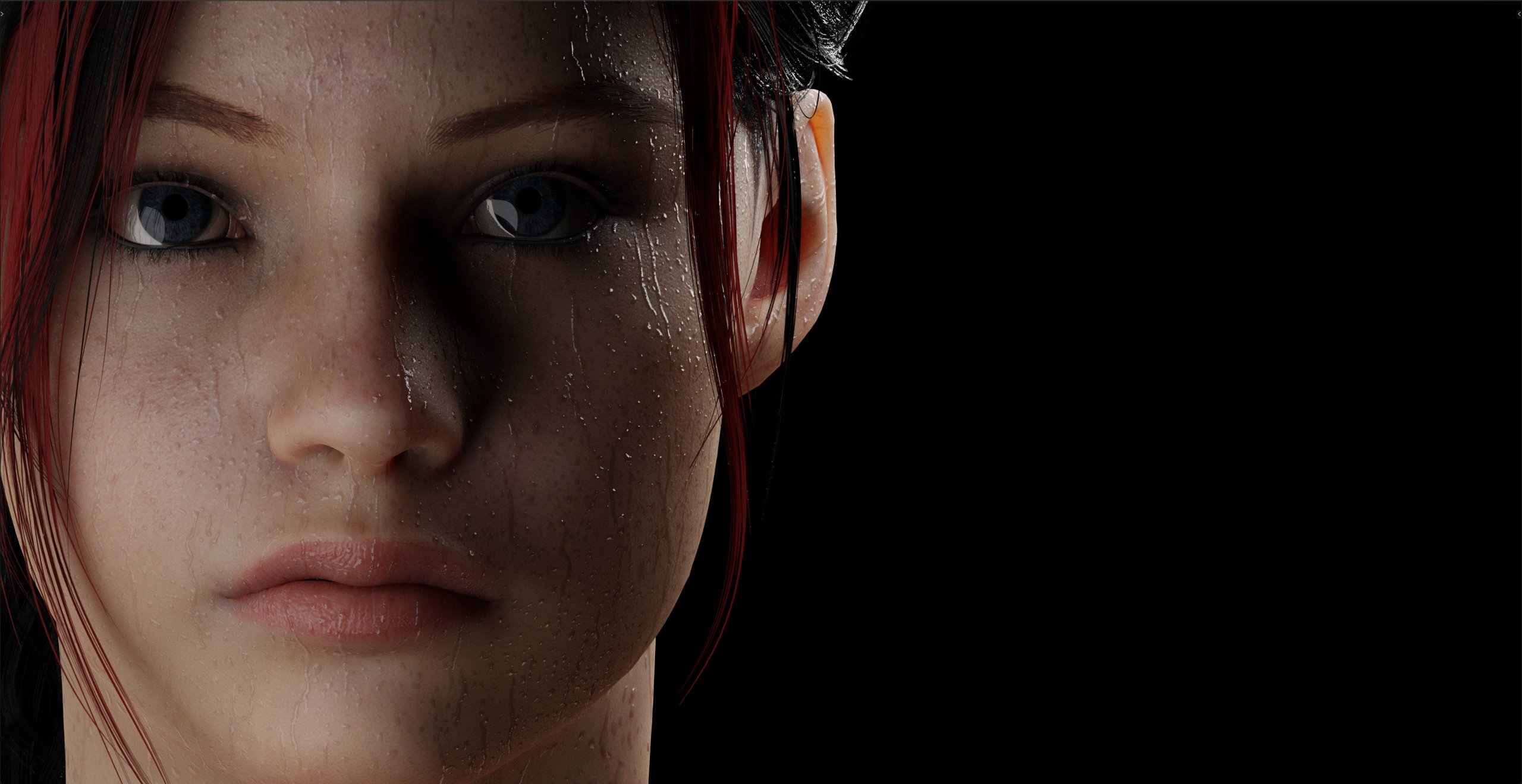 Wallpaper, Resident Evil 2 Remake, Resident Evil, Claire Redfield, video game characters, video game girls, water drops 2560x1320