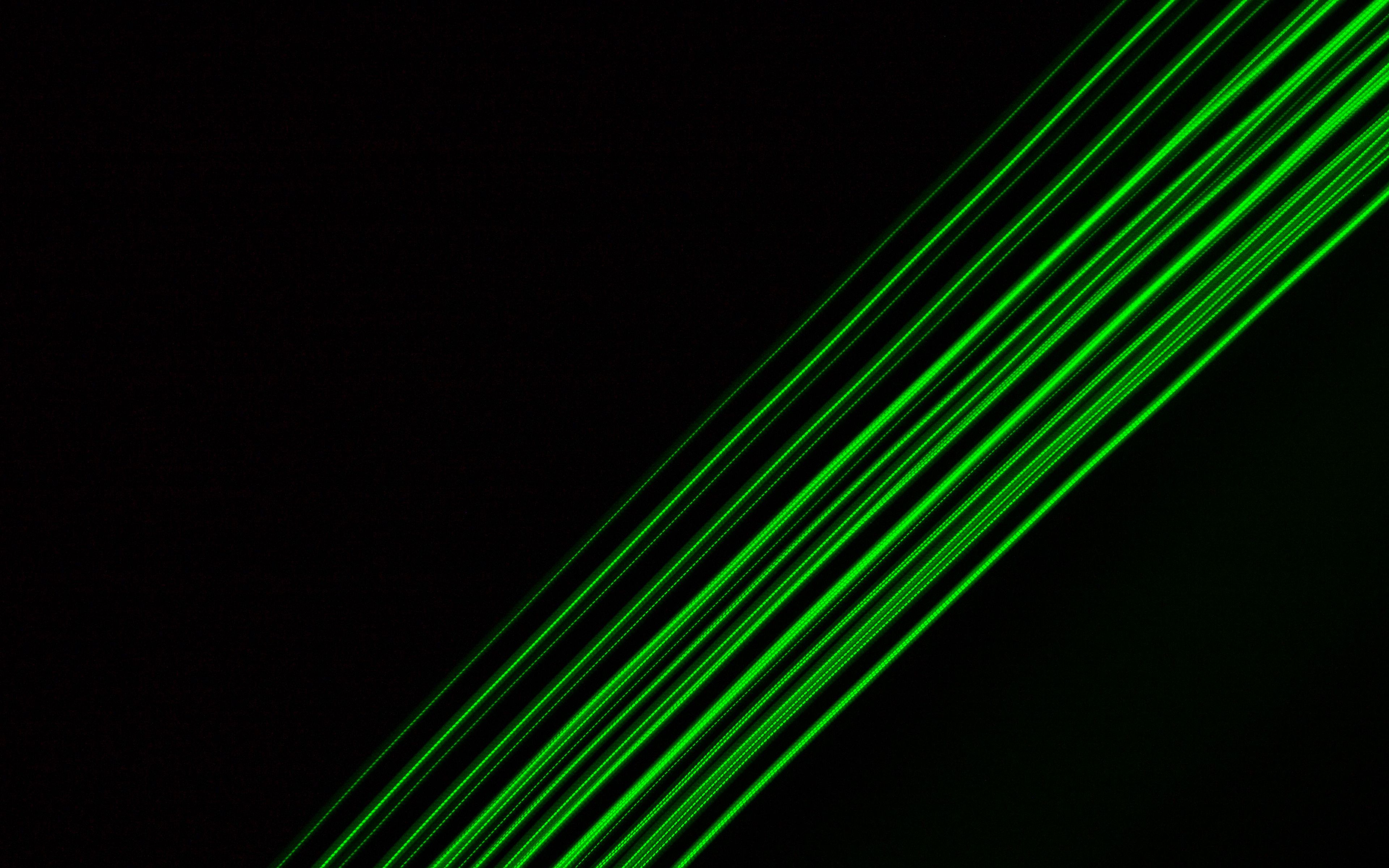 Download wallpaper 3840x2400 stripes, neon, glow, green, black 4k ultra HD 16:10 HD background