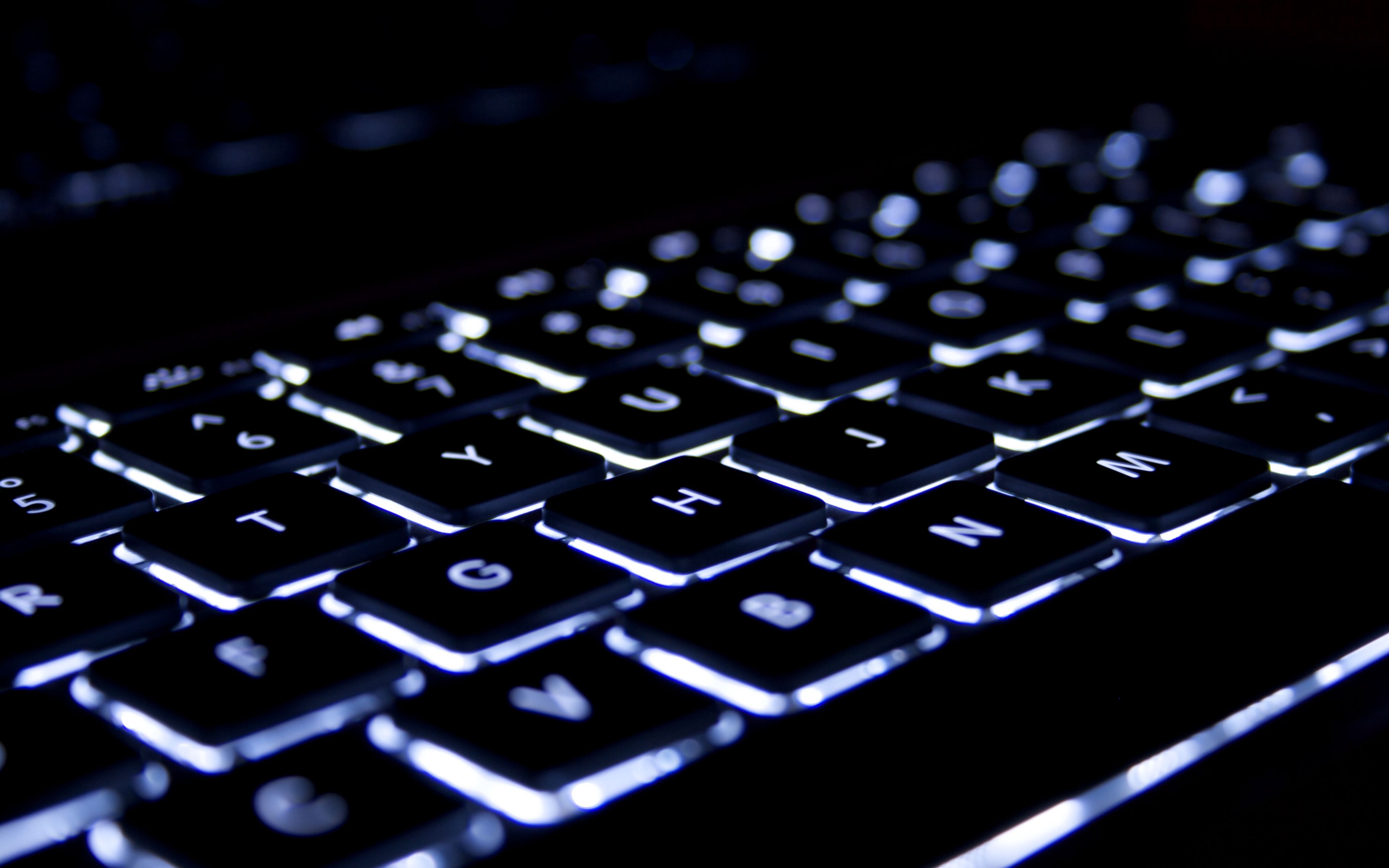 Download wallpaper 3840x2400 laptop, keyboard, backlight, dark 4k ultra HD 16:10 HD background