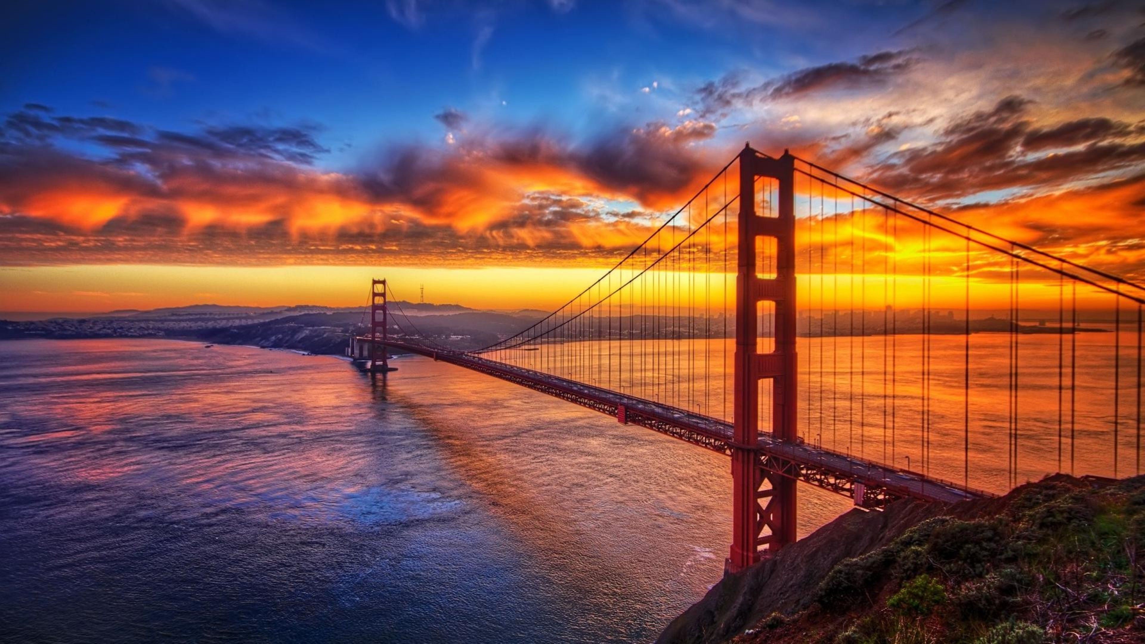 Bridge Sunset Sky, HD Nature, 4k Wallpaper, Image, Background. Sunset sky, Golden gate bridge, Bridge wallpaper