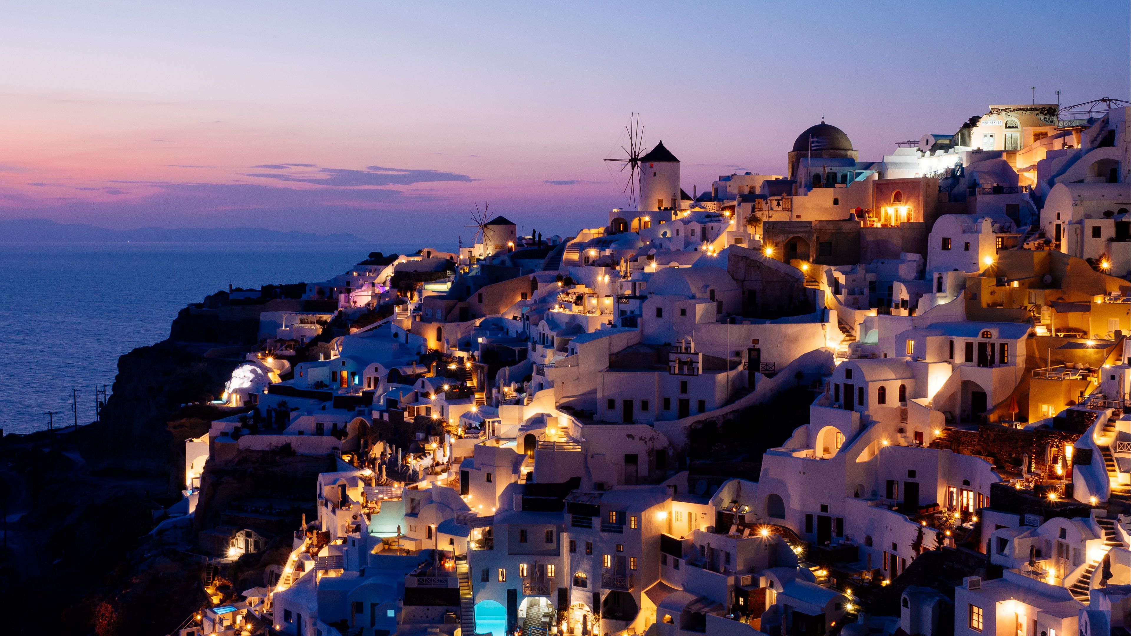 Wallpaper / city, resort, sunset, architecture, buildings, oia, greece, 4k free download