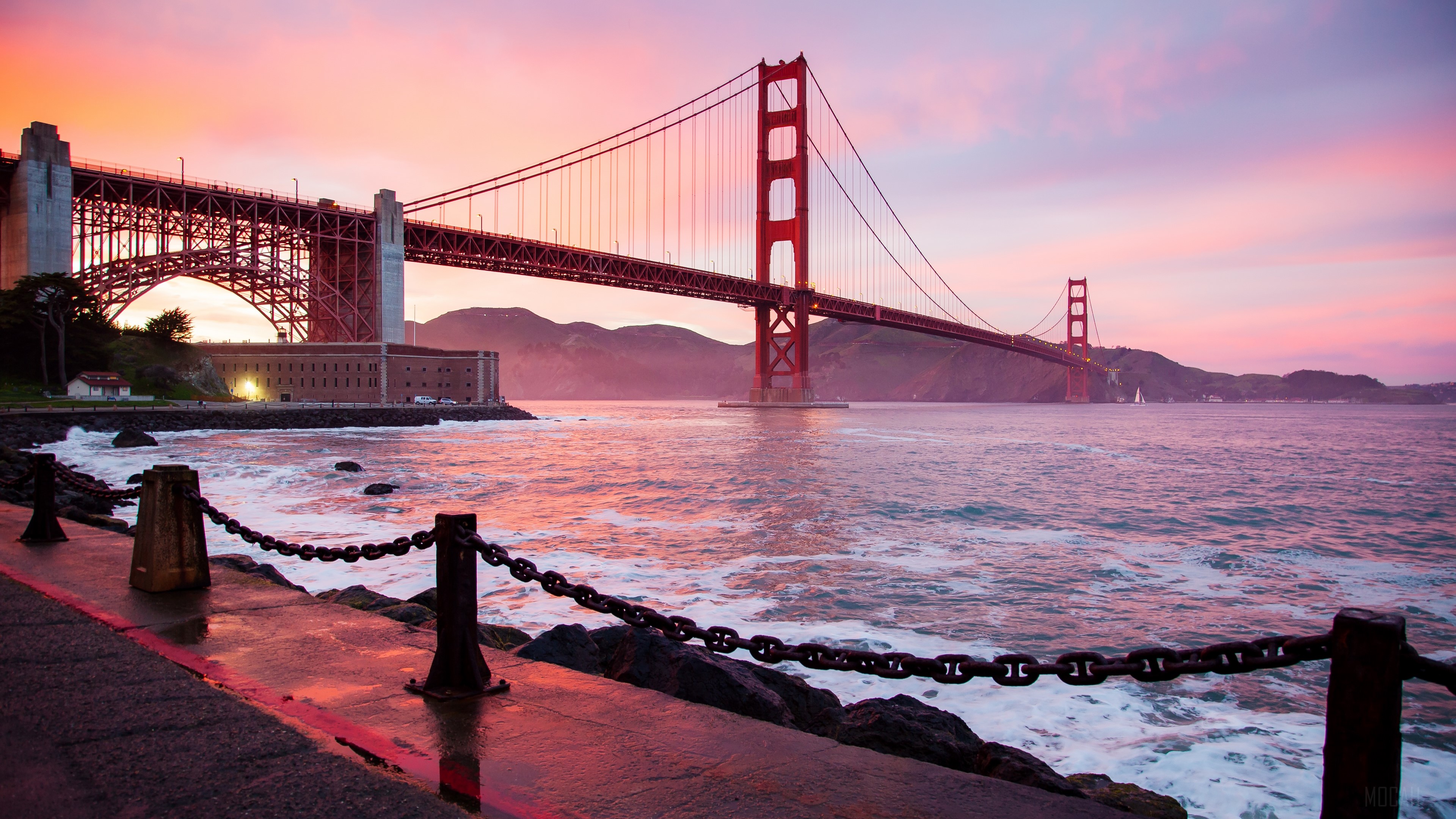 Bridge, Golden Gate, Sunset, USA 4k Gallery HD Wallpaper