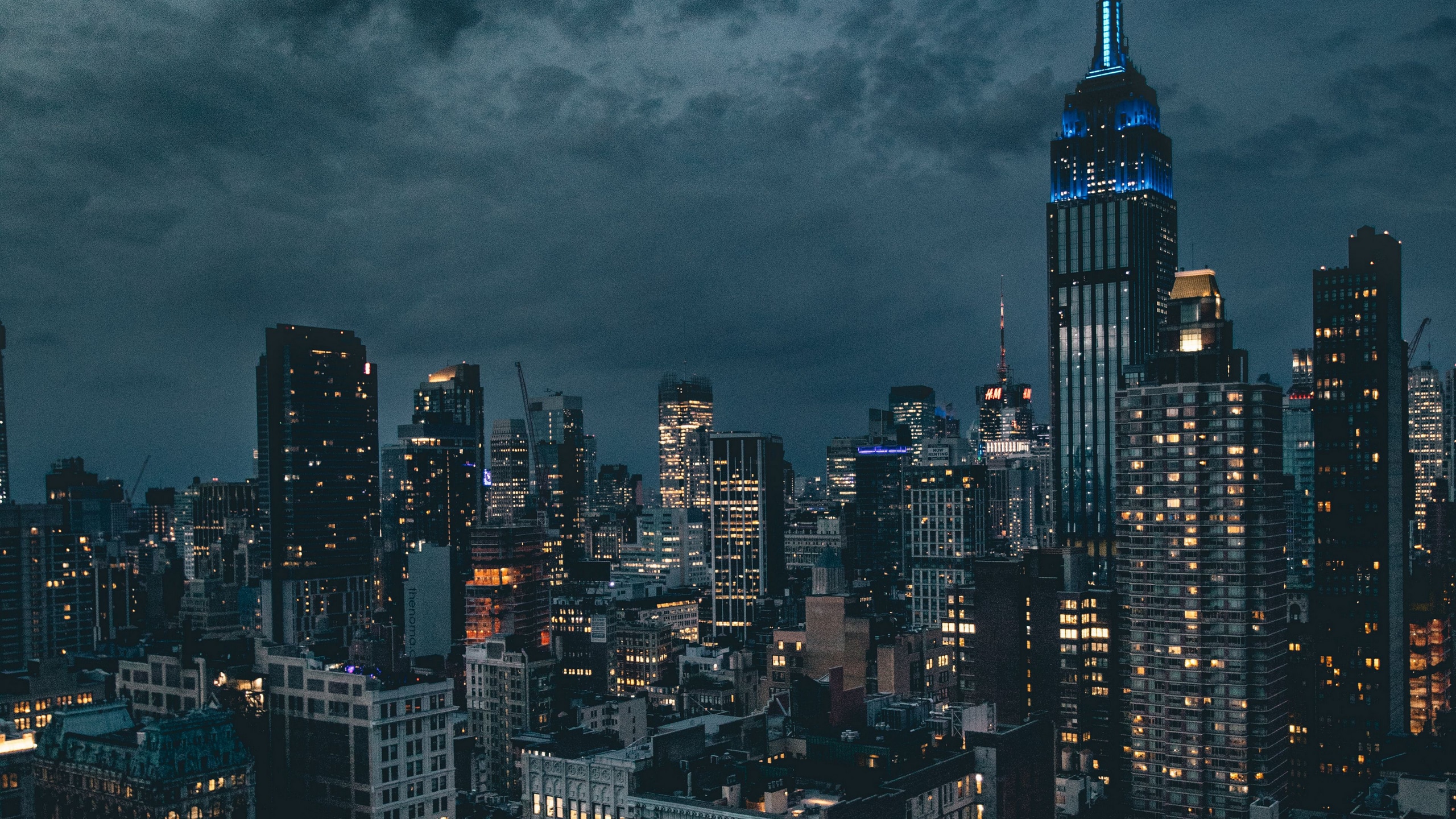 Wallpaper / night city, skyscrapers, city lights, new york, usa, night, clouds, 4k free download