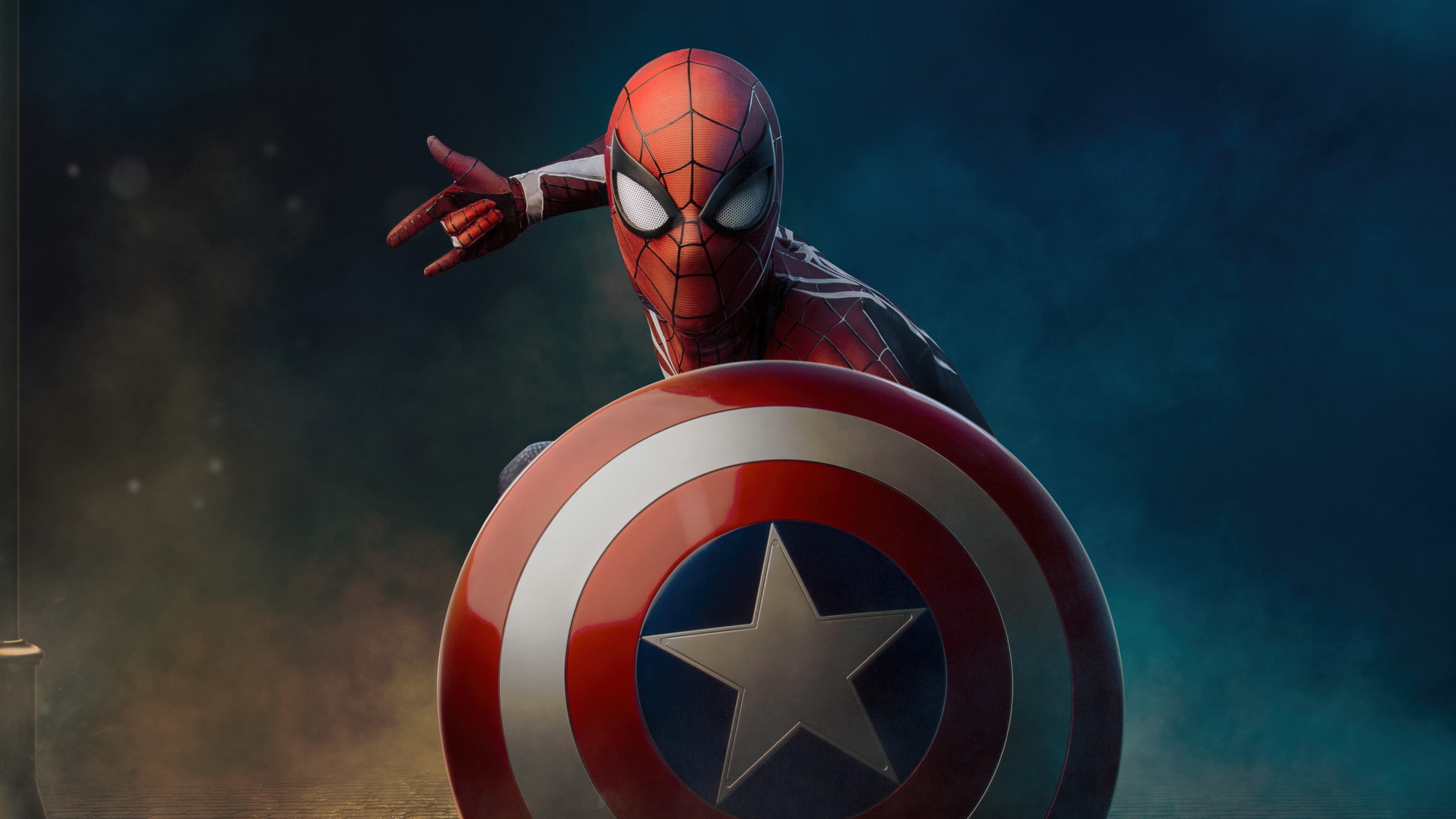 Spider Man Wallpaper 4K, Captain America's Shield
