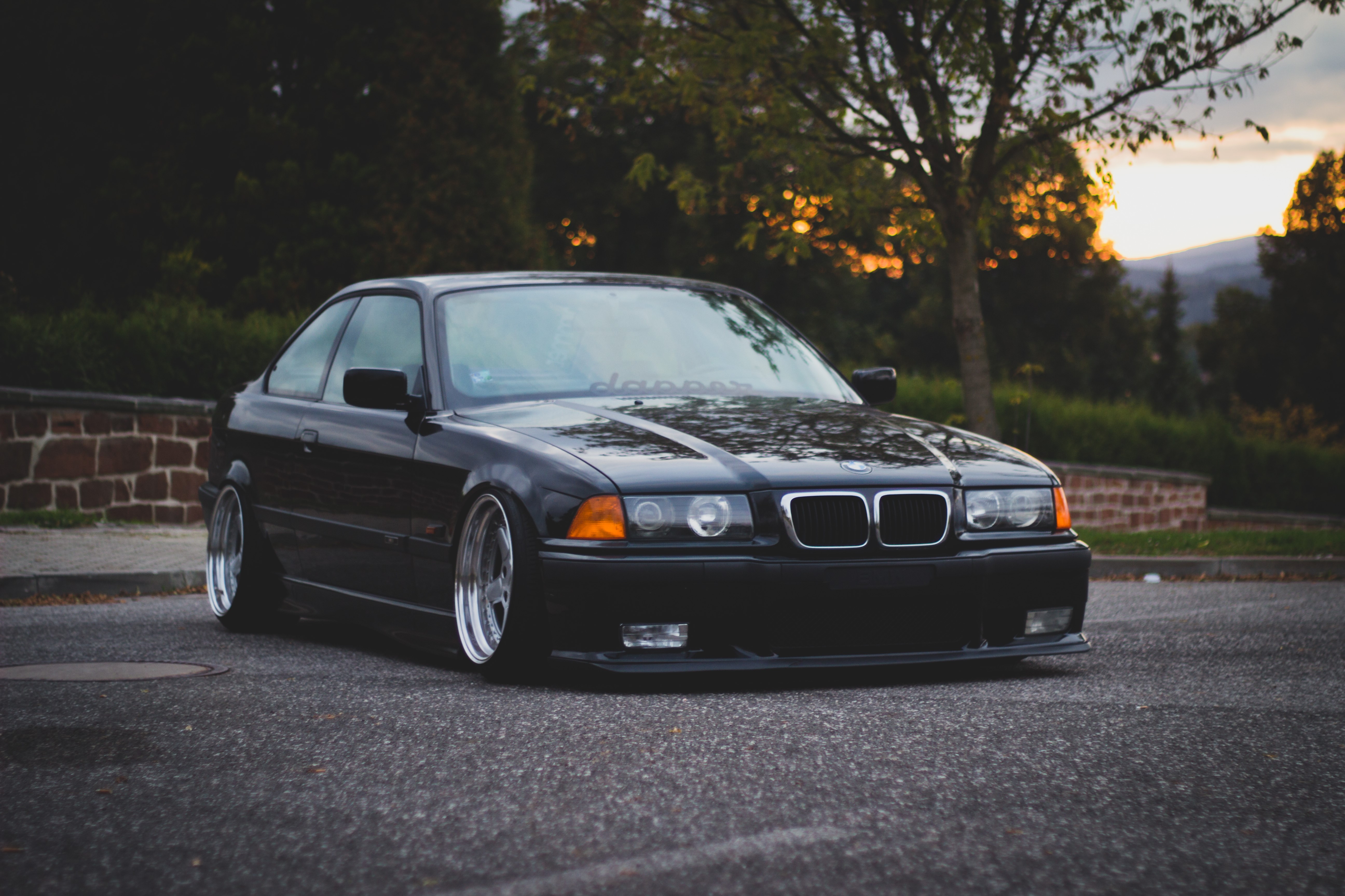 4K, 5K, 3 series M3 E36, BMW, Front, Black, Asphalt Gallery HD Wallpaper