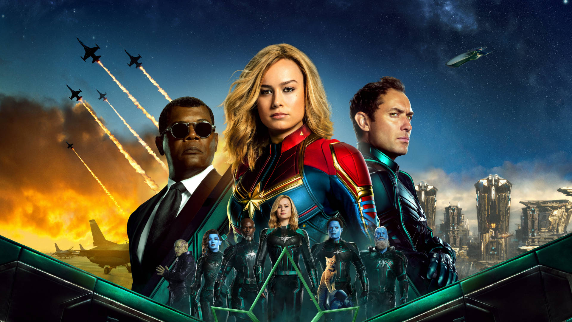 Download Captain Marvel Allies Hollywood Movie Wallpaper