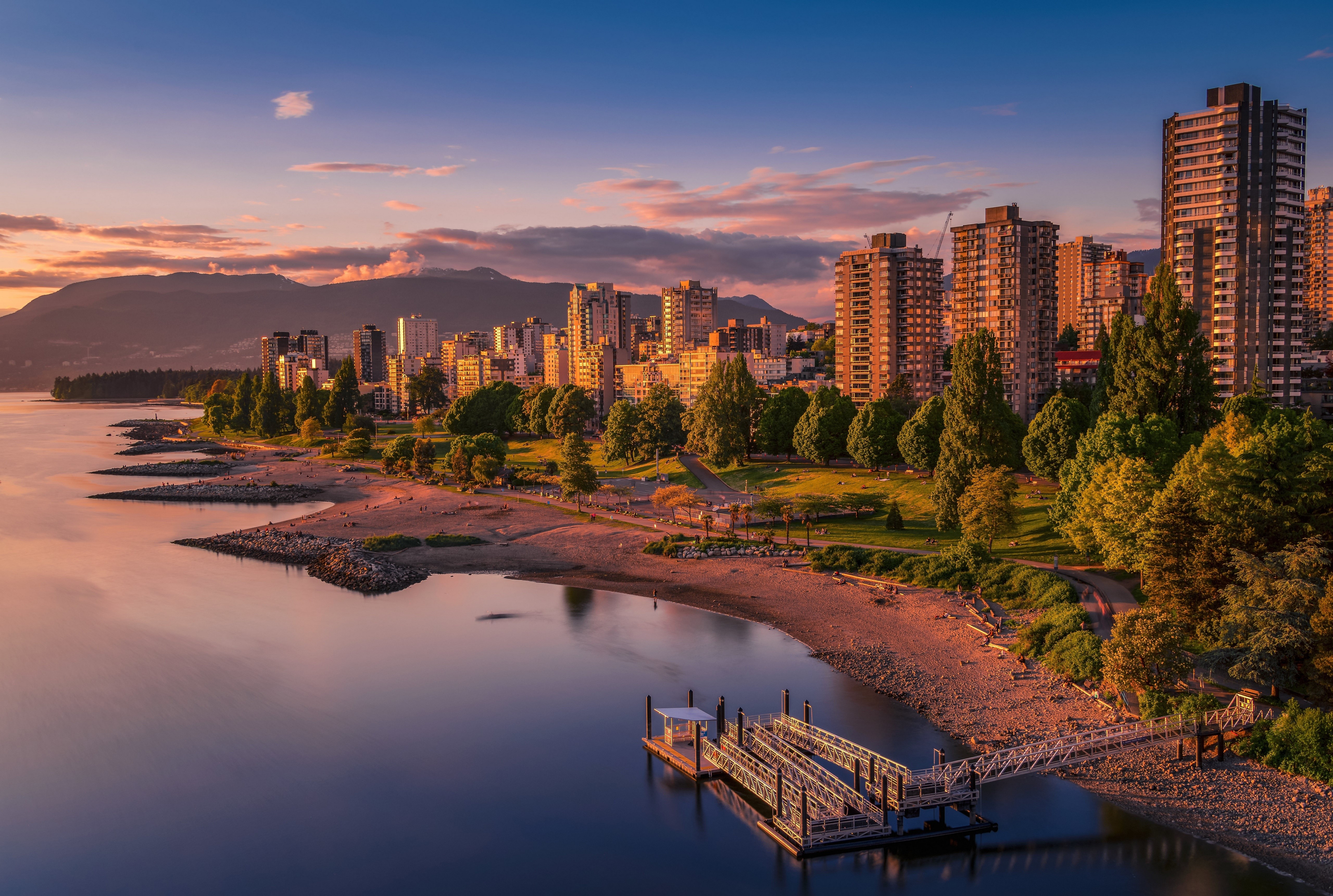 4K, 5K, Canada, Houses, Coast, Evening, Vancouver Gallery HD Wallpaper