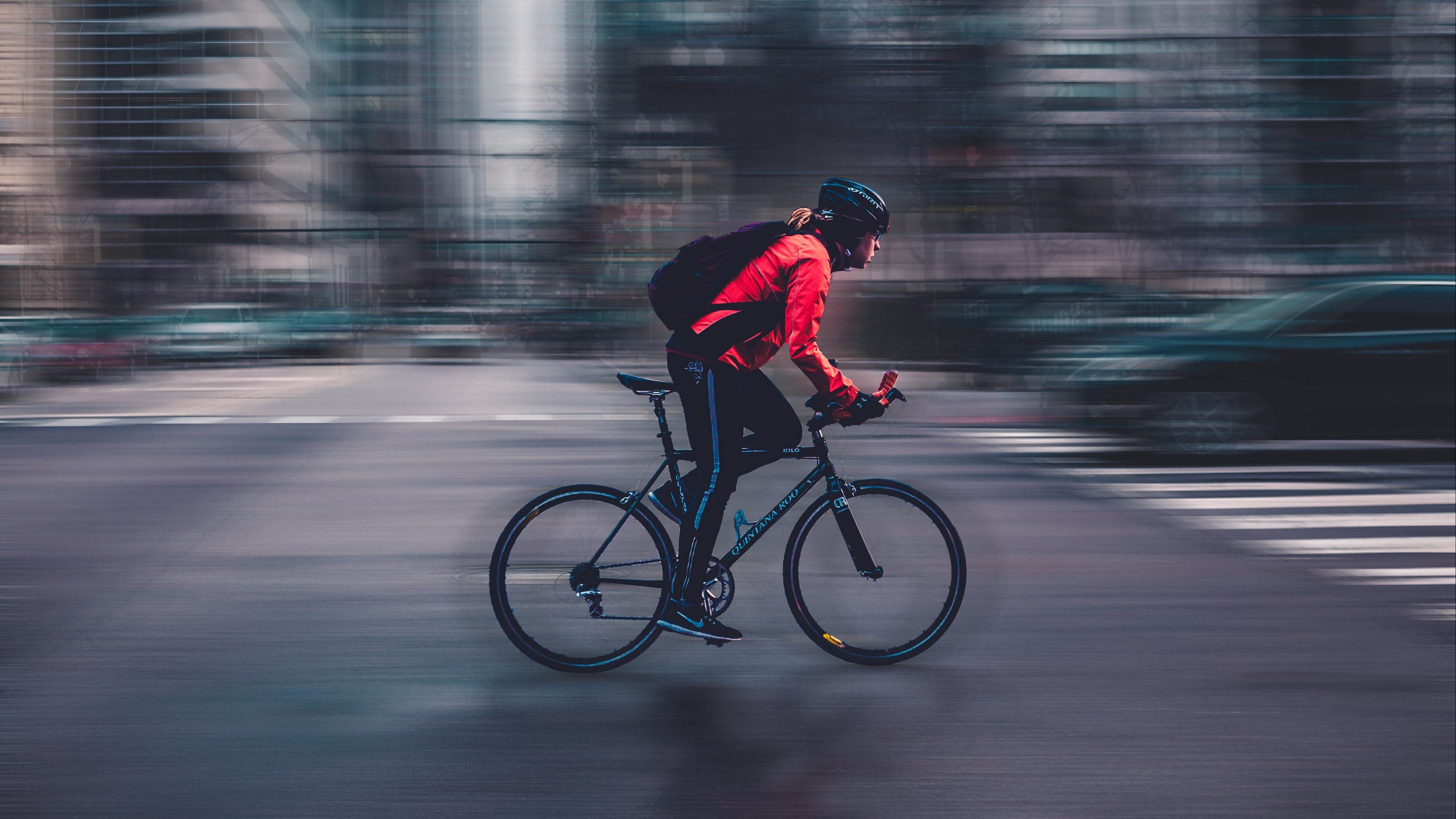 Wallpaper 4k cyclist, speed, bicycle, motion, blur 4k Wallpaper