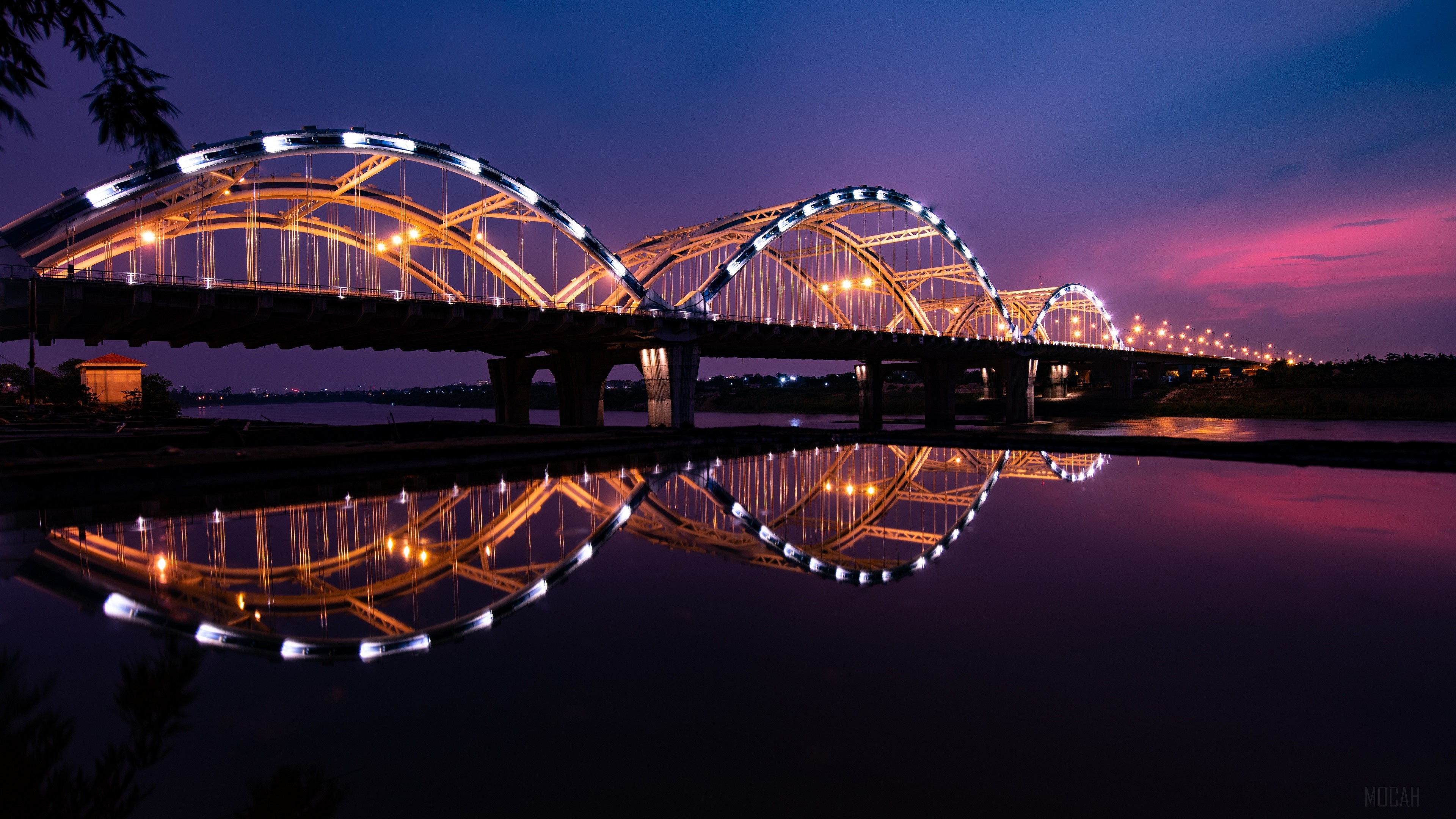 Bridge, Night, Reflection, Vietnam 4k Gallery HD Wallpaper