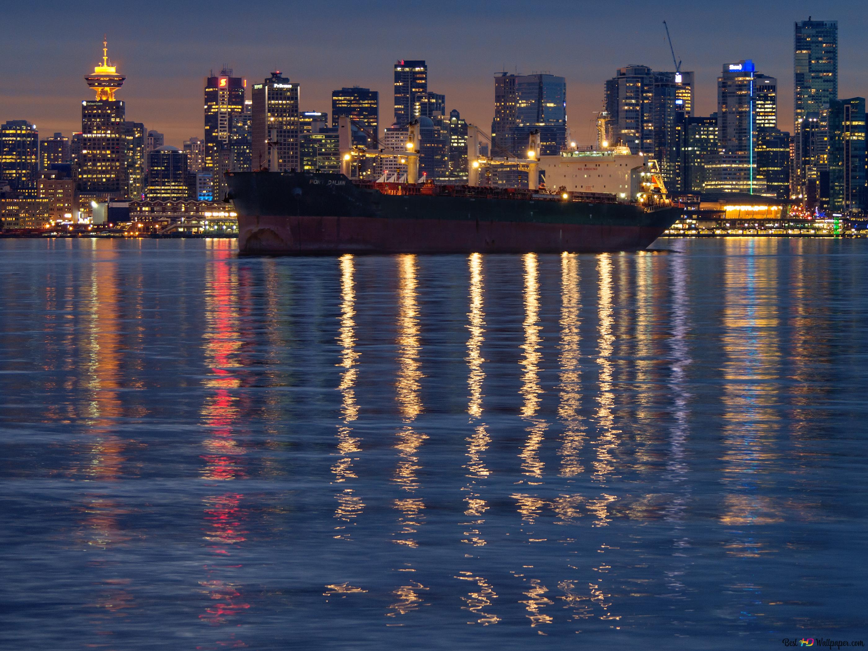 Vancouver at night 4K wallpaper download