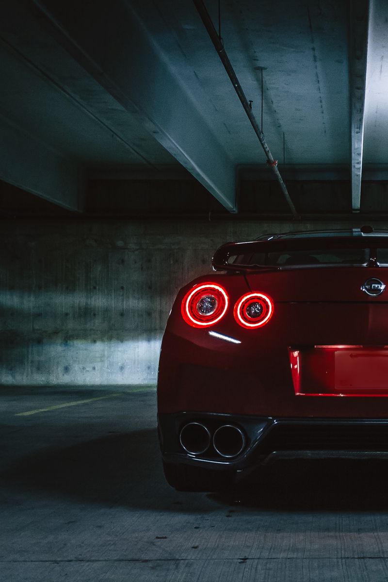 Download Wallpaper 800x1200 Nissan Gtr, Nissan, Headlights, Rear View, Dark Iphone 4s 4 For Parallax HD Background