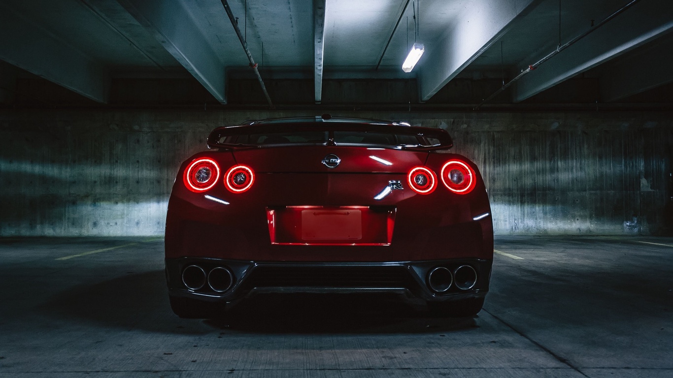 Wallpaper / nissan gtr, nissan, headlights, rear view, dark, 4k free download