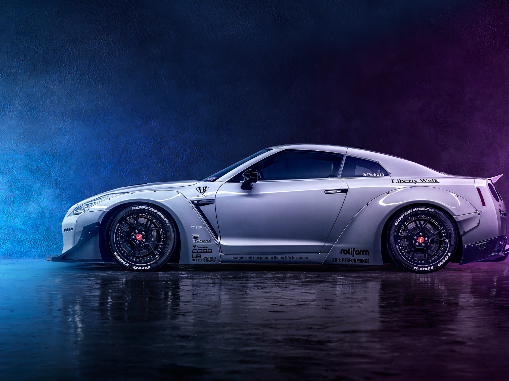 Nissan GT R Wallpaper 4K, Neon, Digital Art, Smoke