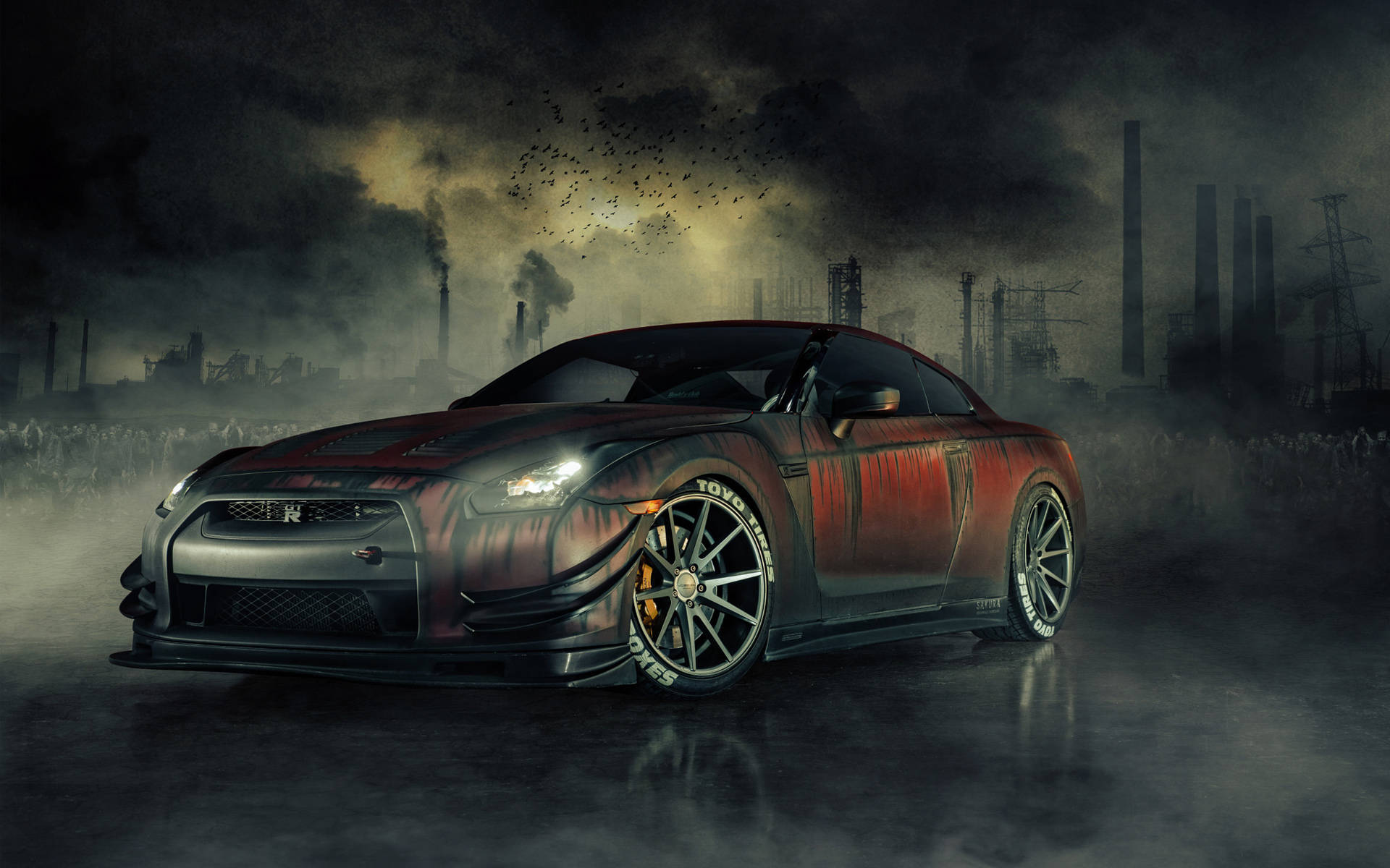 Download Nissan Skyline Gtr R35 Red And Black Wallpaper