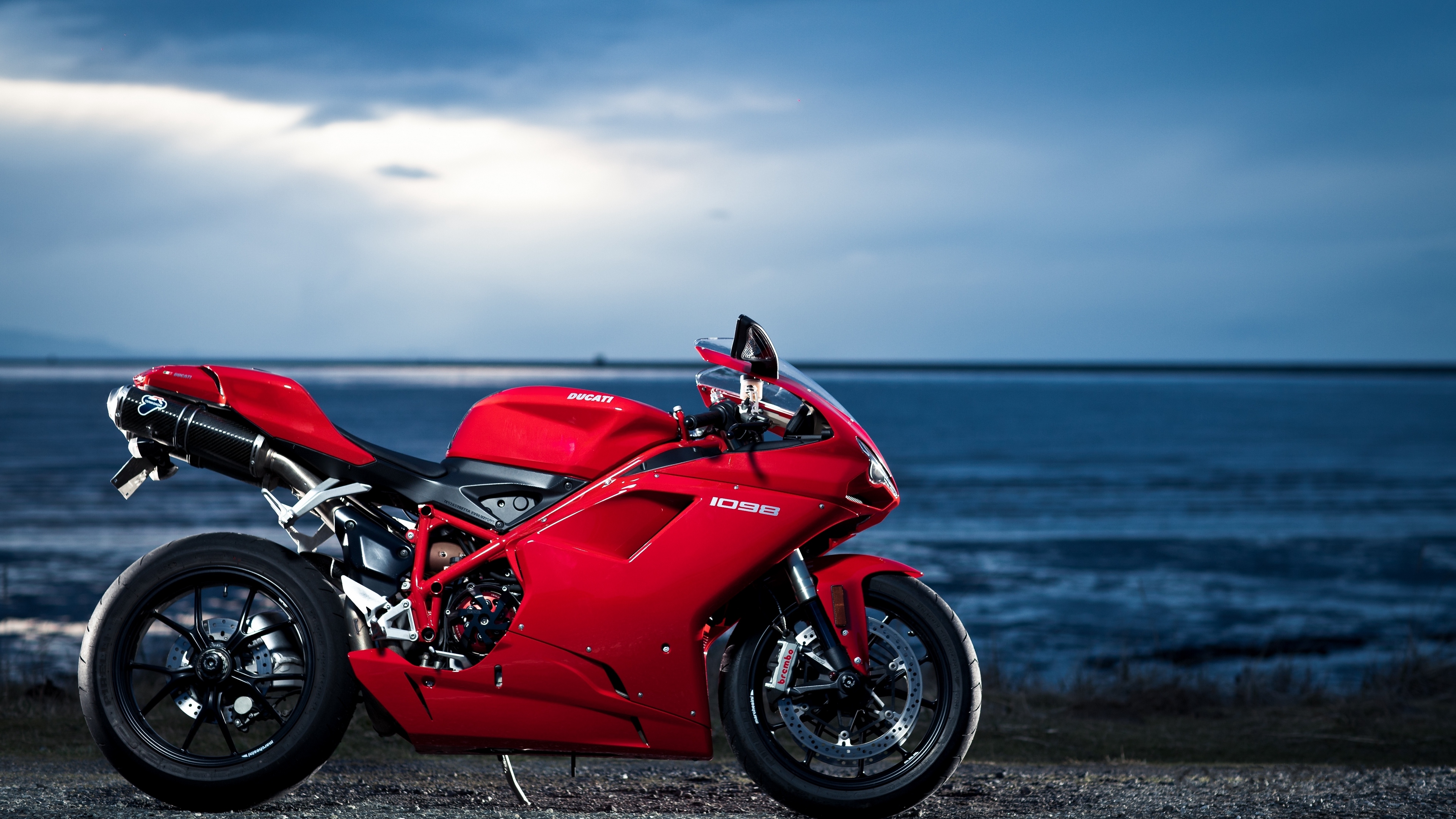 Wallpaper 4k ducati, 1098, motorcycle, sea, red 4k Wallpaper