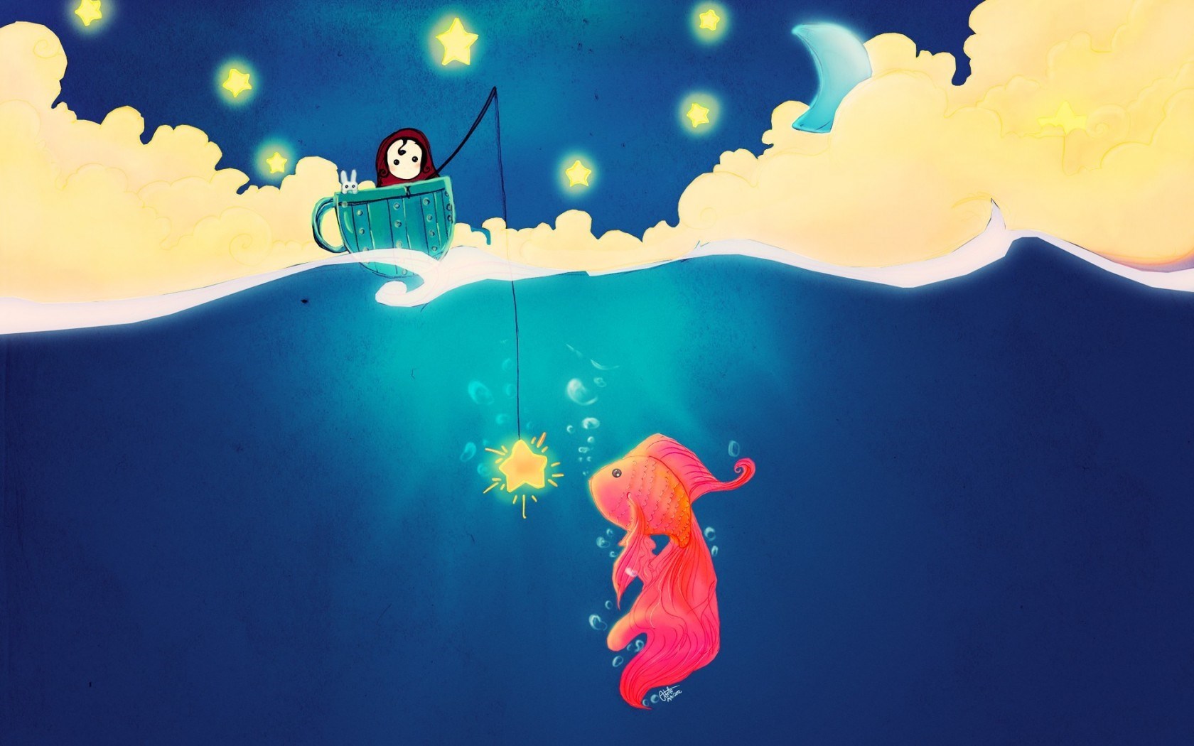 Art Girl Cup Star Fish Drawing