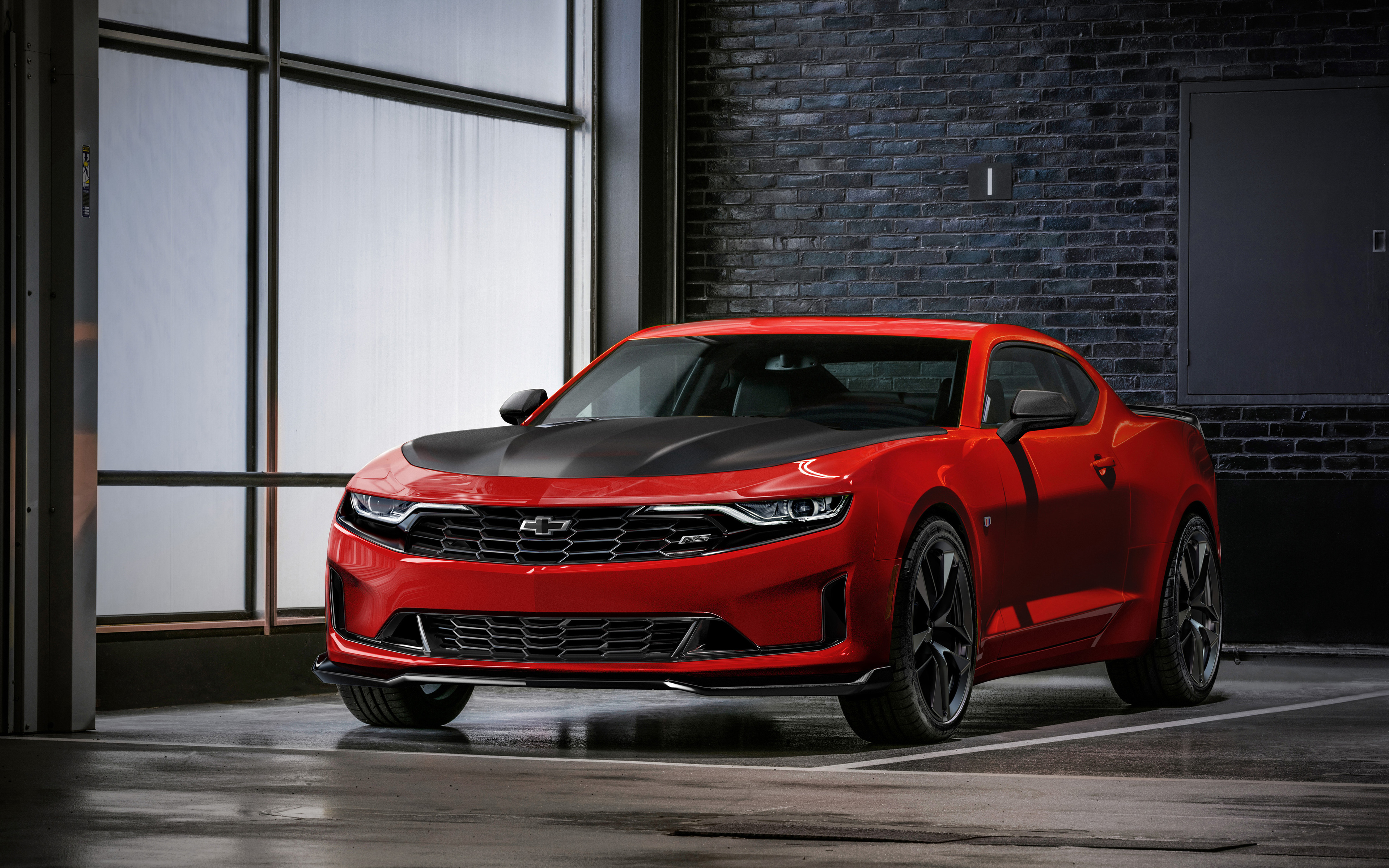 Download wallpaper Chevrolet Camaro RS 1LE, 4k, supercars, 2018 cars, red Camaro, hypercars, Chevrolet for desktop with resolution 3840x2400. High Quality HD picture wallpaper