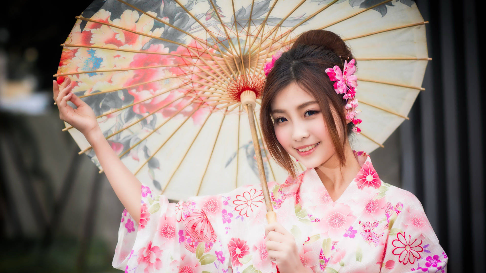 Download Tokyo Japan Girl In Pink Kimono Wallpaper