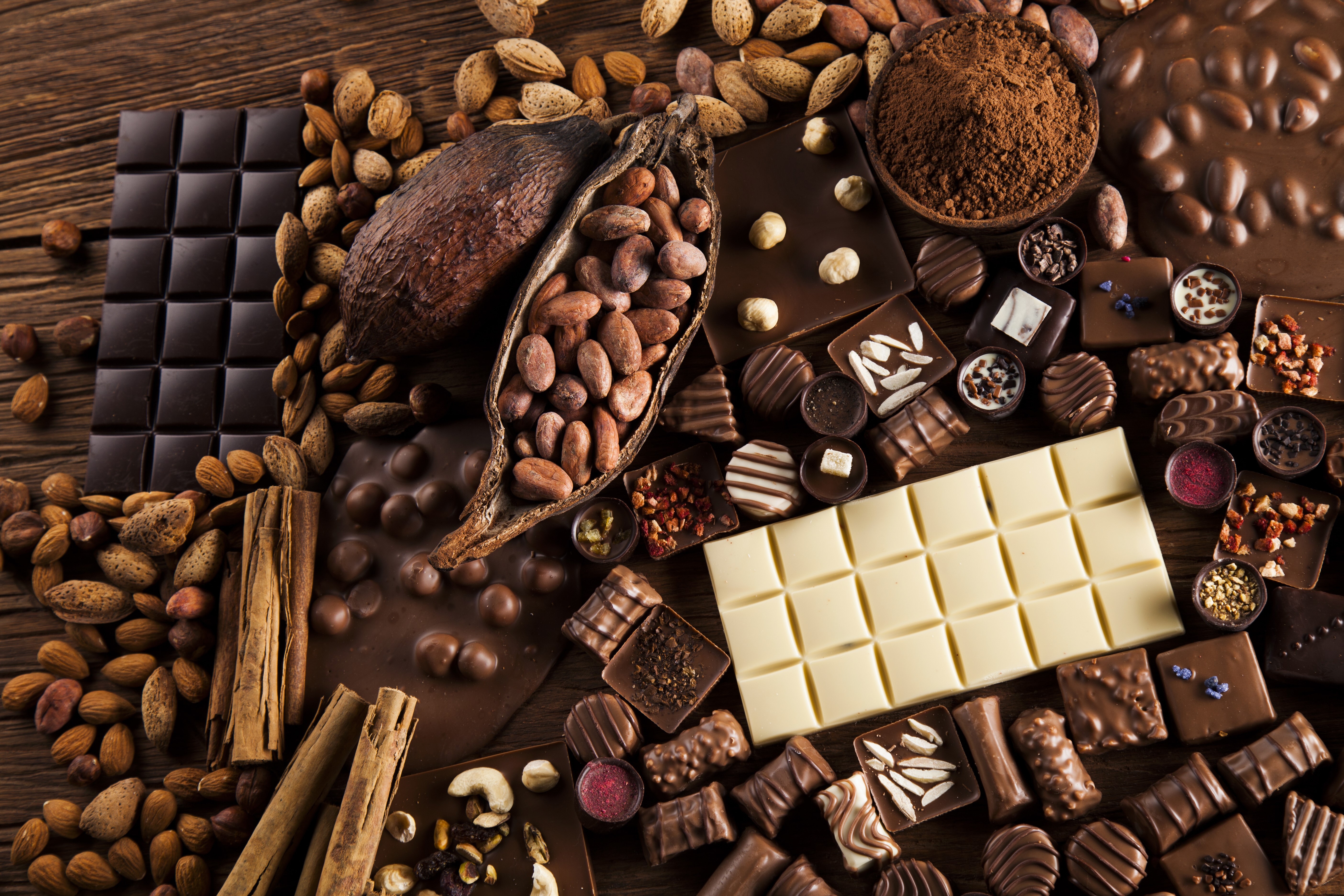 4K, 5K, Sweets, Chocolate, Nuts, Candy, Chocolate bar, Cocoa solids Gallery HD Wallpaper