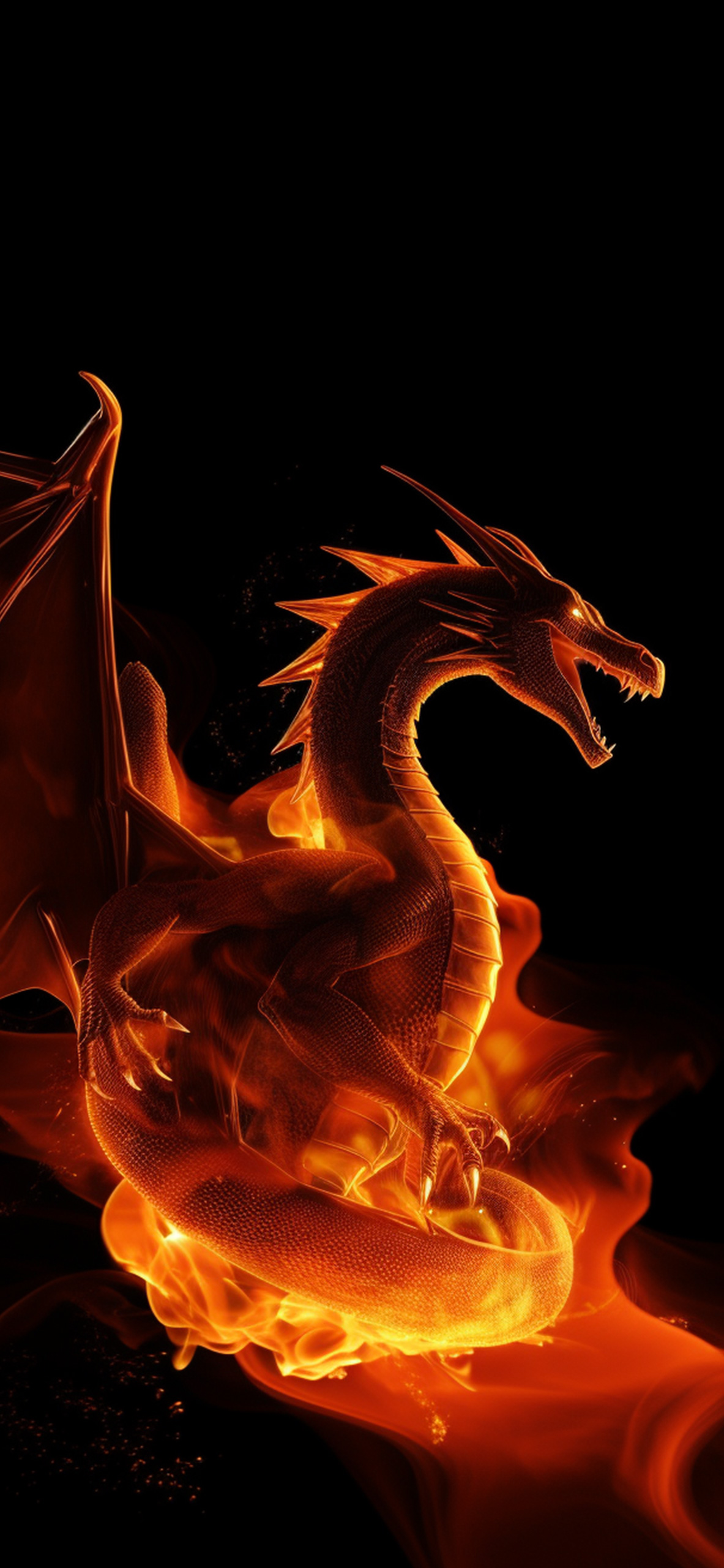 Fire Dragon Black Wallpaper