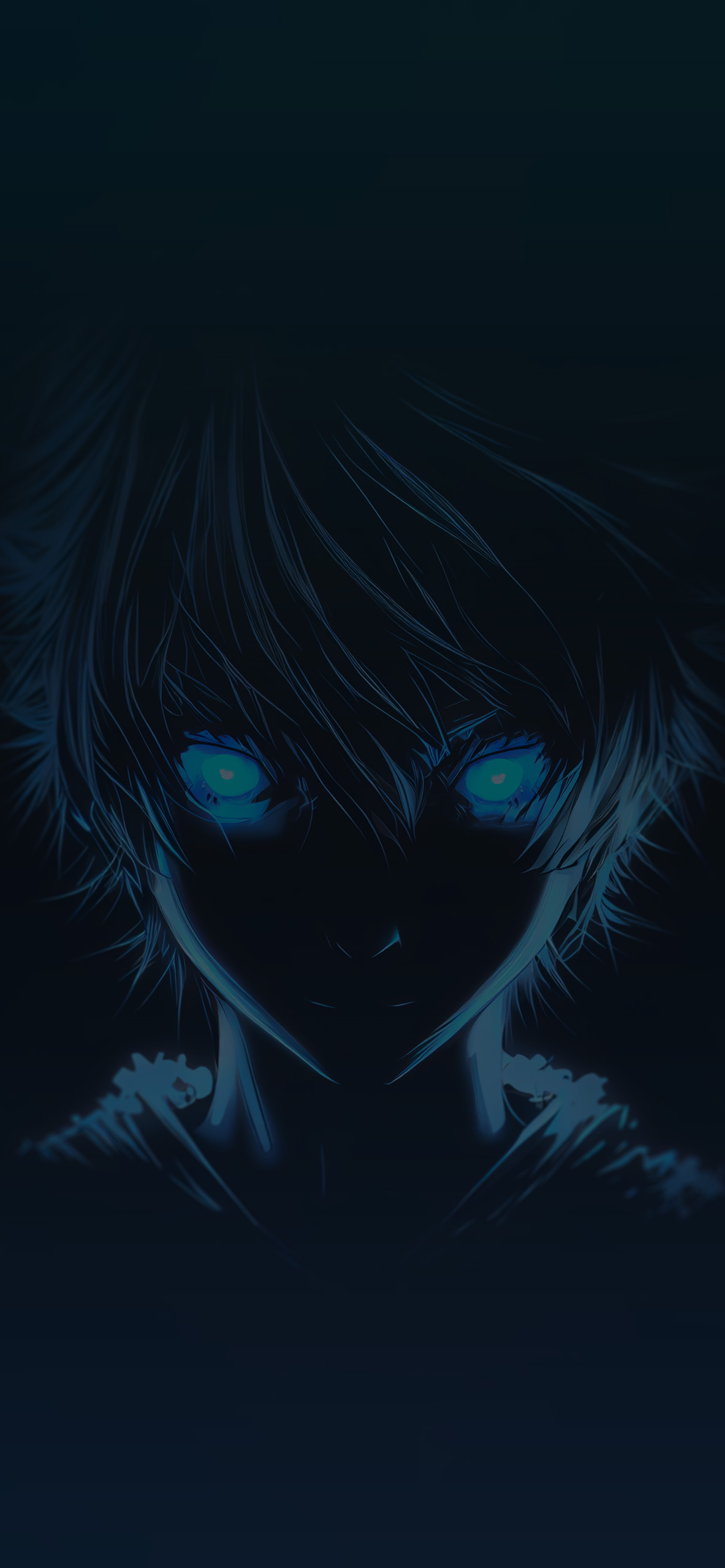Boy with Blue Glowing Eyes Anime