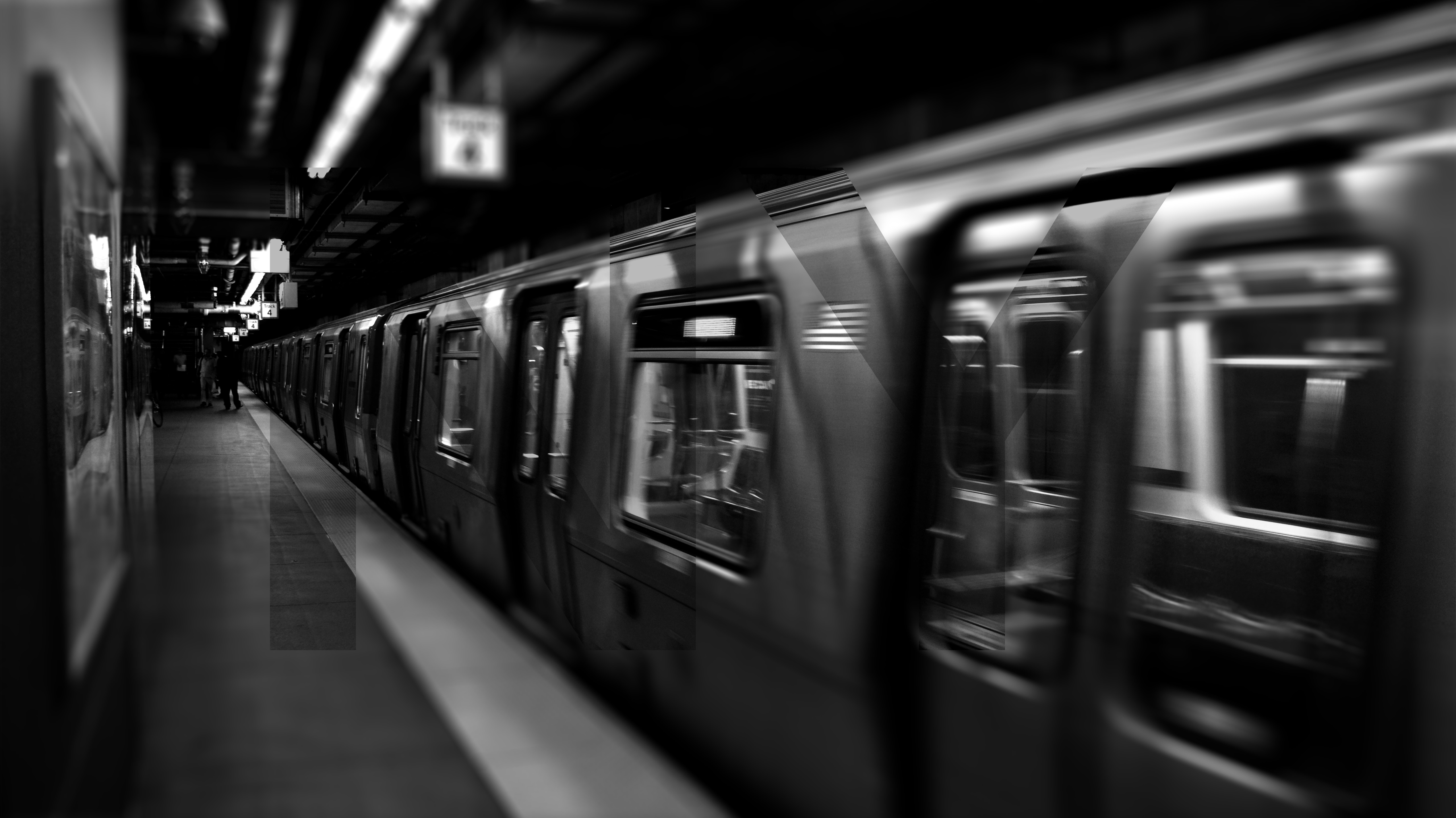 Wallpaper, vehicle, train, New York City, subway, metro, underground, rapid transit, darkness, black and white, monochrome photography, public transport 5120x2880