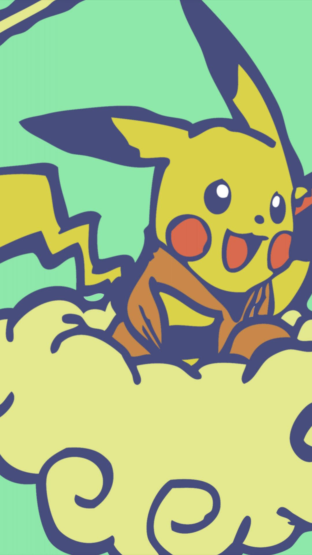 Download Pikachu Riding On Clouds Pokemon iPhone Wallpaper