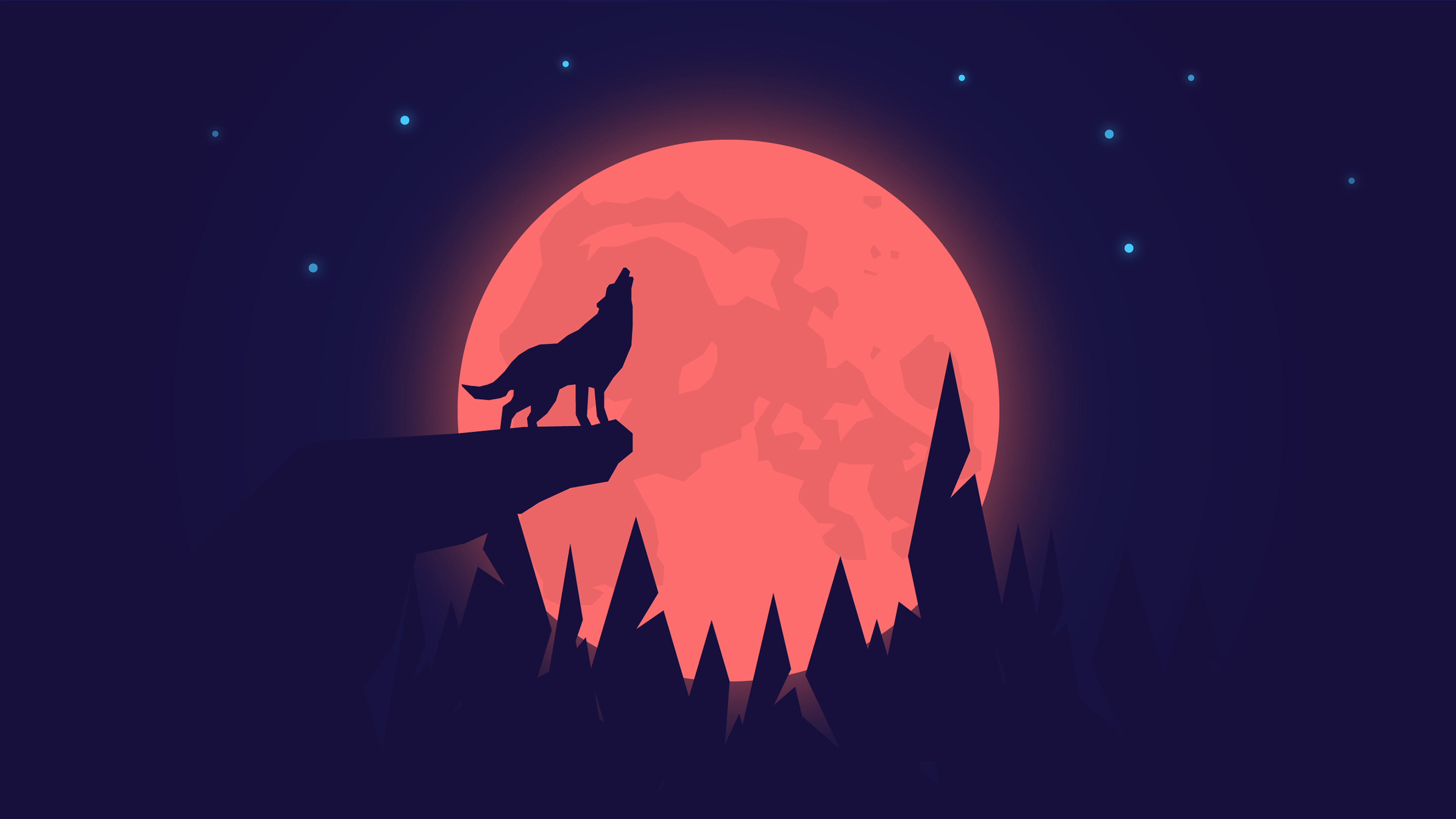 XSyqPSWLET Howling, Night Moon, Wolf