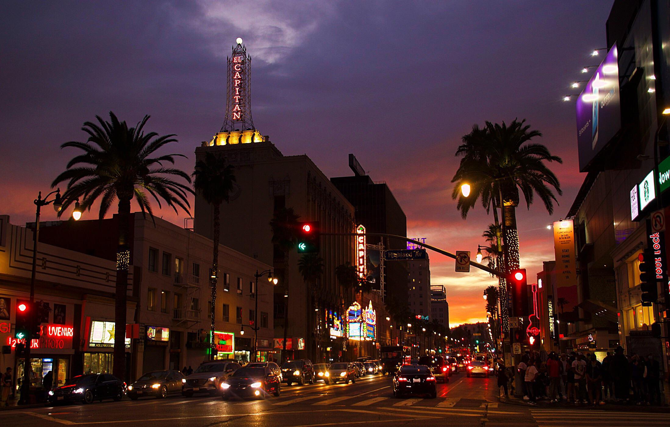 Halloween sunset on Hollywood Blvd., r
