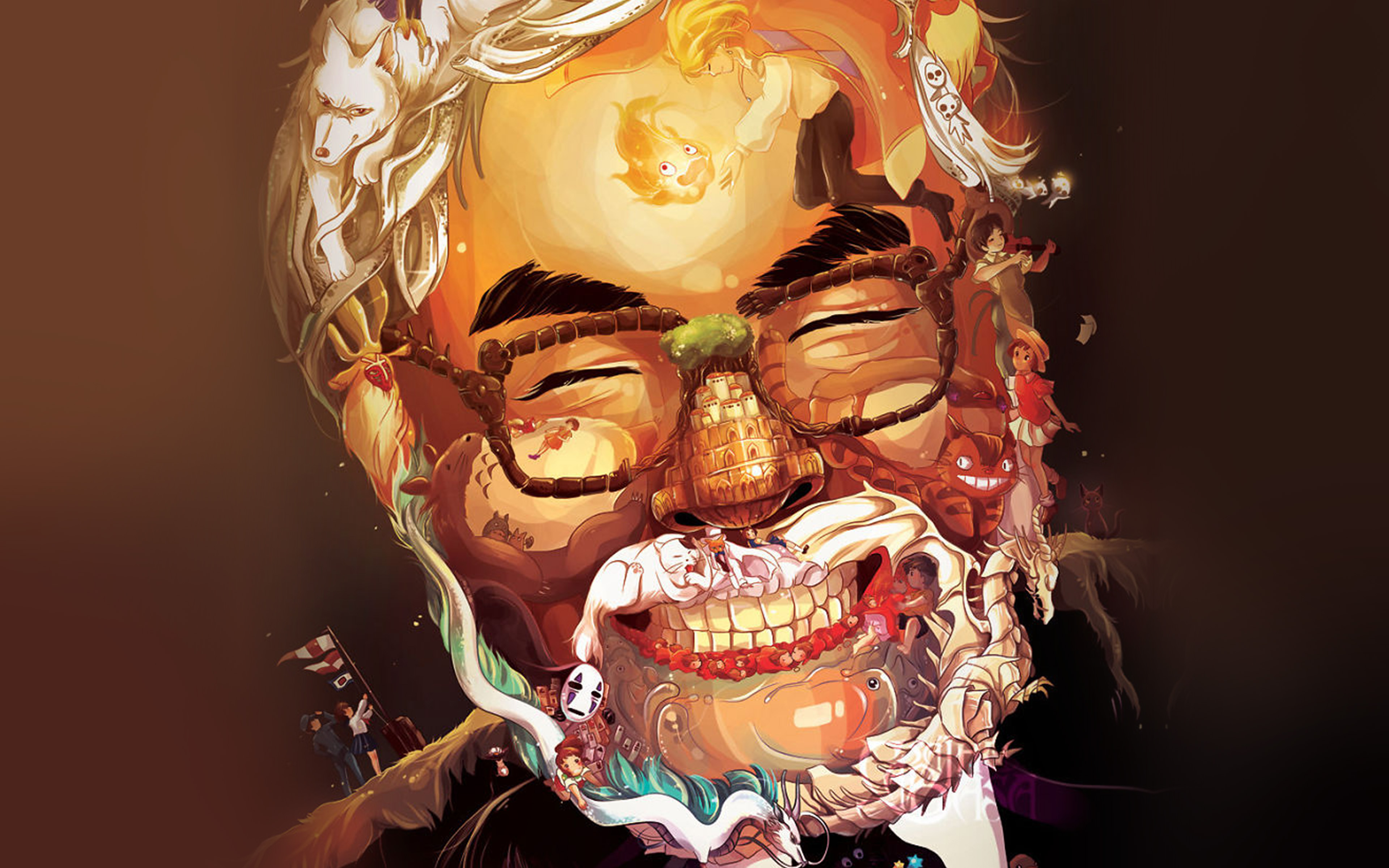 wallpaper for desktop, laptop. studio ghibli face art illustration love anime