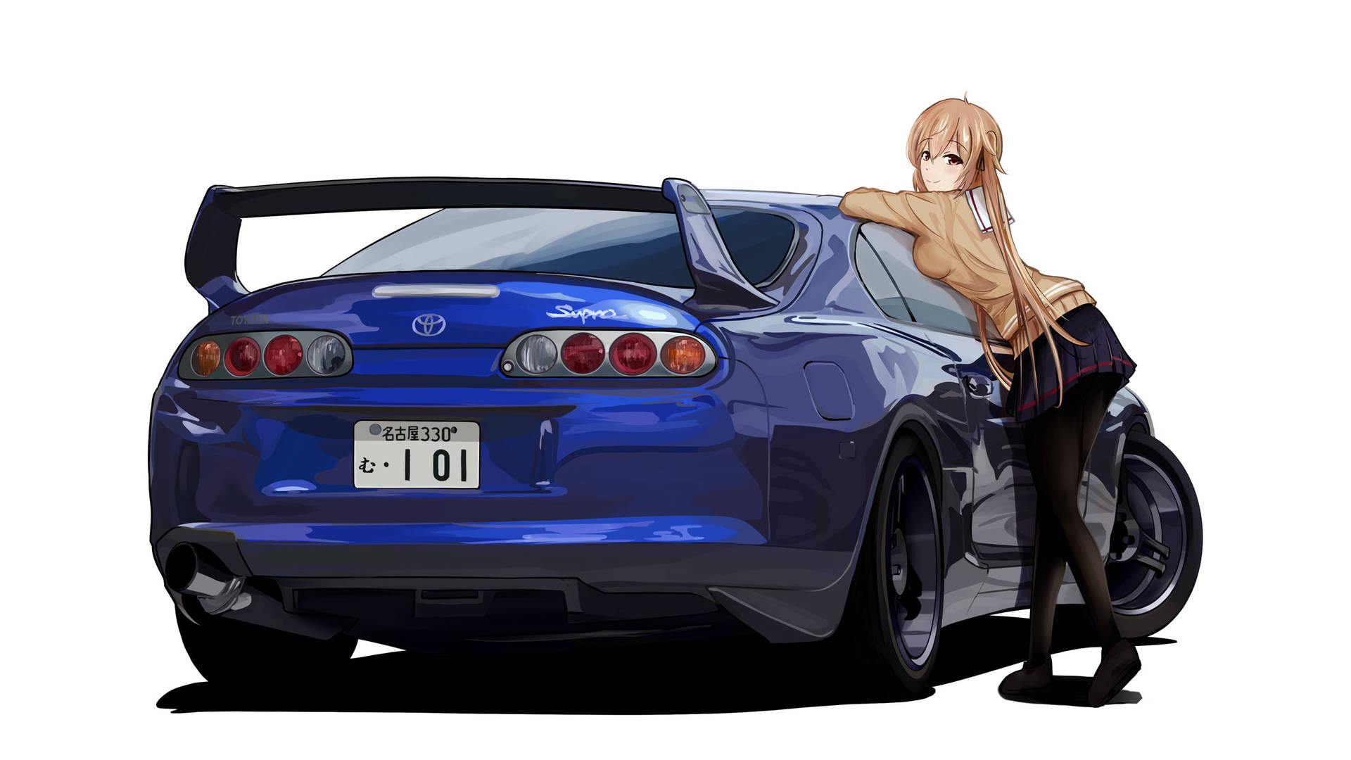 Download Blue Toyota Supra Anime Car Wallpaper